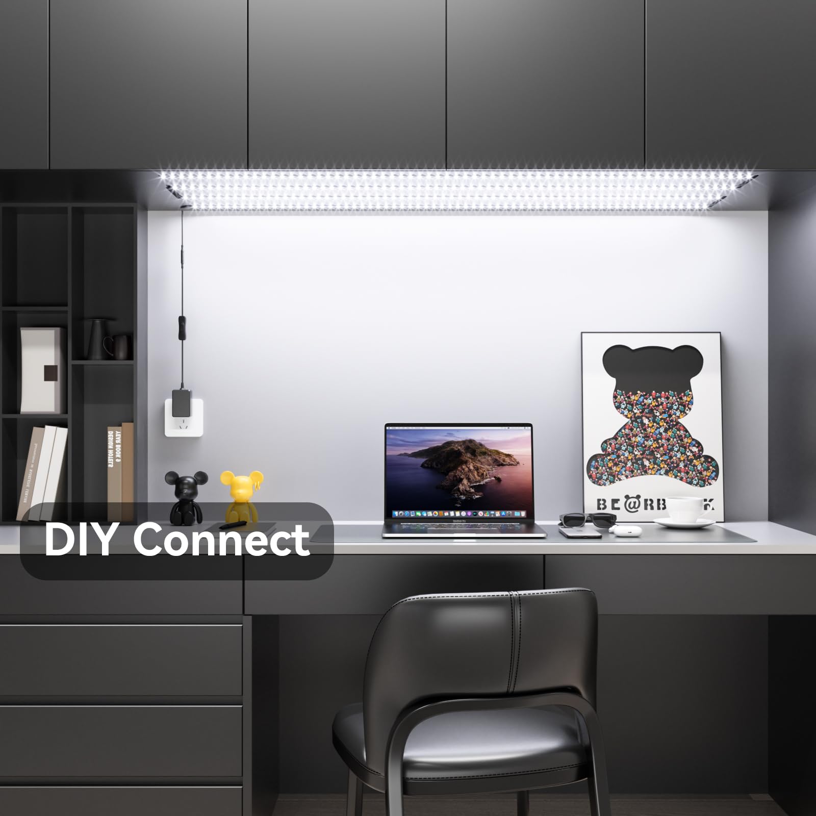 Wobane Led Under Cabinet Lighting Kit,Flexible Led Ribbon Lights Bar,Under Counter Lights For Kitchen,Cupboard,Desk,Showcase,She
