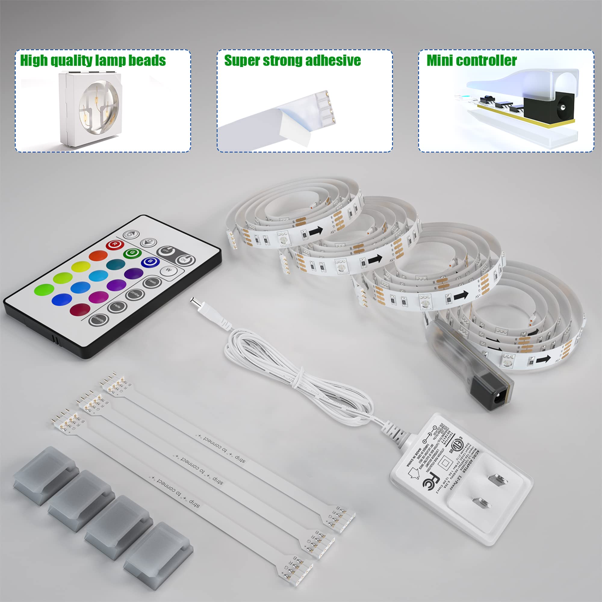 Maylit Tv Led Backlight, Pre-Cut 16.4Ft Led Strip Lights For 75-85In Tv,4Pcs Adapter Powered Tv Lights Kit With Remote,Rgb Bias Lighting For Room Decor