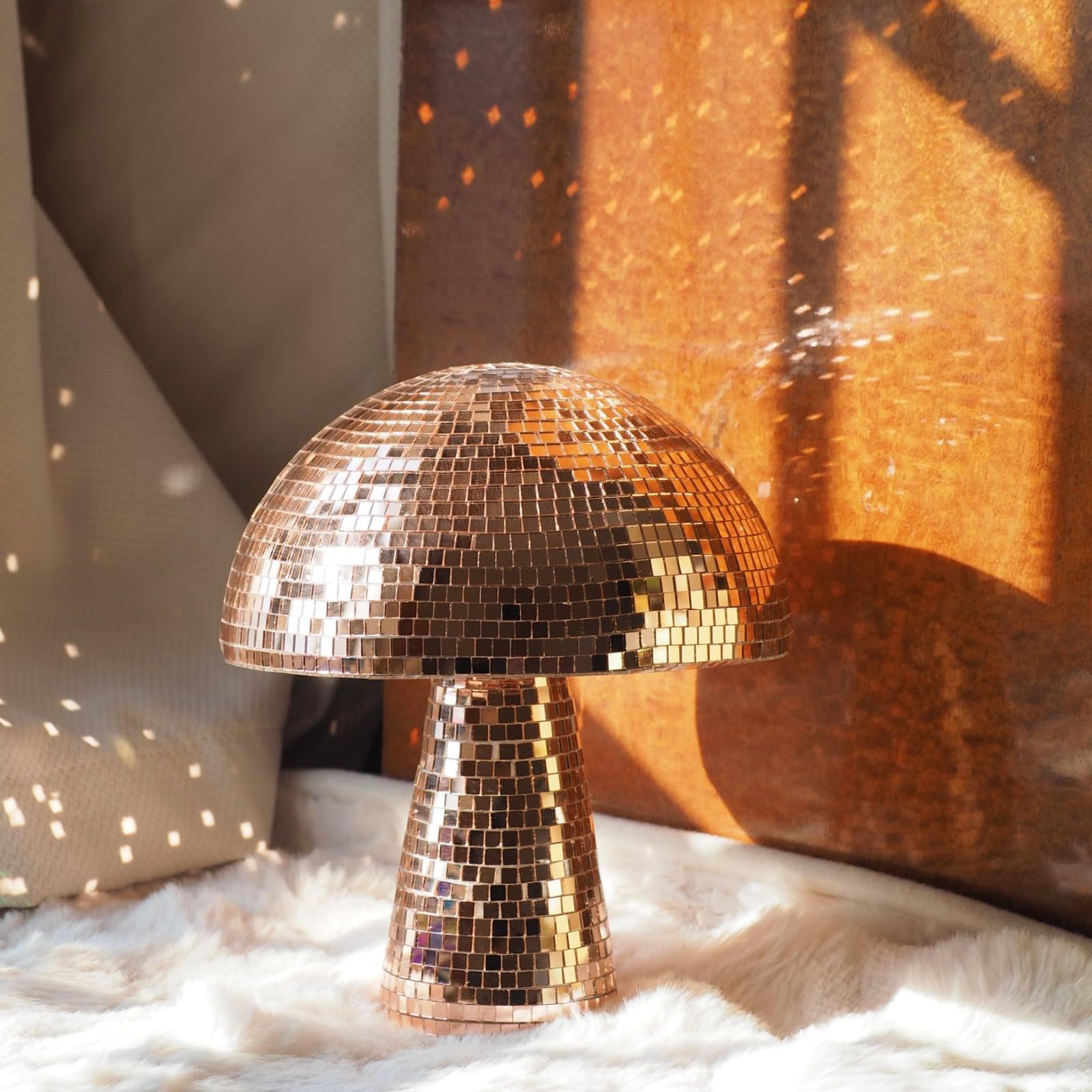 Yeehlmer Creative Mushroom Disco Ball For Party Table Decor Mirror Retro Handmade Disco Ball Mushroom Shape Home Art Decorations Bar Ornaments(Rose Gold M(7)