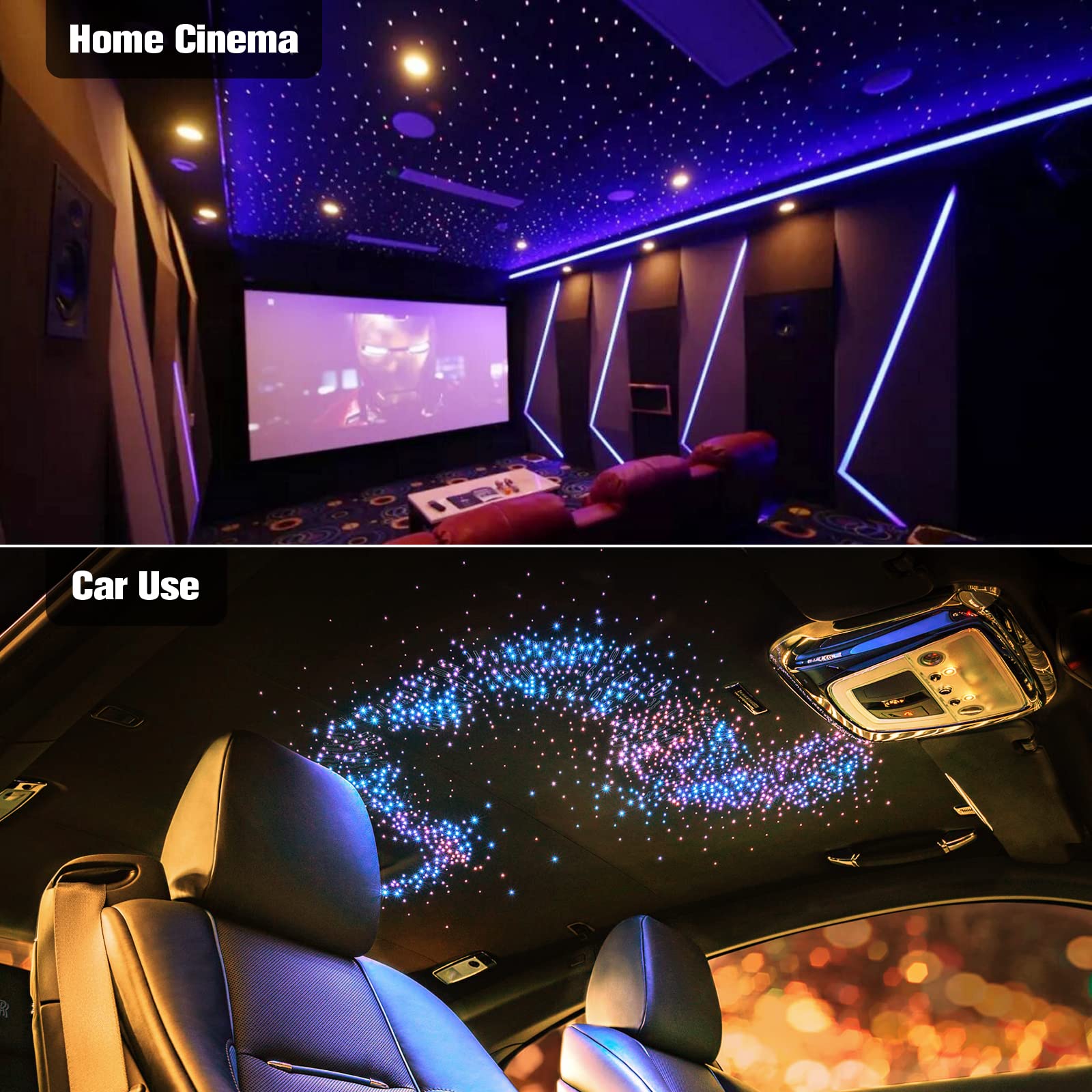 Chinly Fiber Optic Starlight Headliner Lights Kit, 150Pcs, 6.5Ft, Rgbw, Bluetooth App Control, Music Mode, White, Model Qj-L016