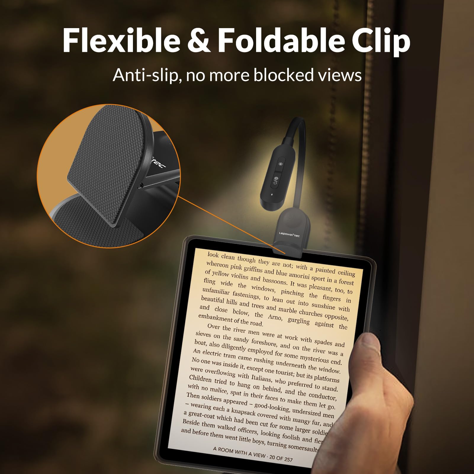 Lepower-Tec 24 Led Rechargeable Book Light For Reading In Bed With Memory Function Eye Caring 3 Color Temperatures, 5 Brightness