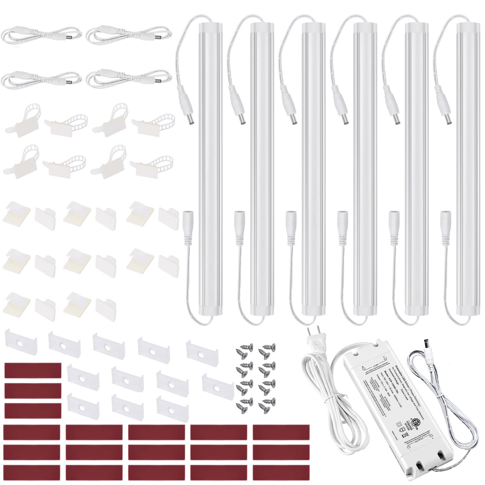 Litever Under Cabinet LED Lights Kit Dimmable by AC in-Wall Dimmer. Plug or Direct Wire LED Driver. Super Bright Linkable Lighti