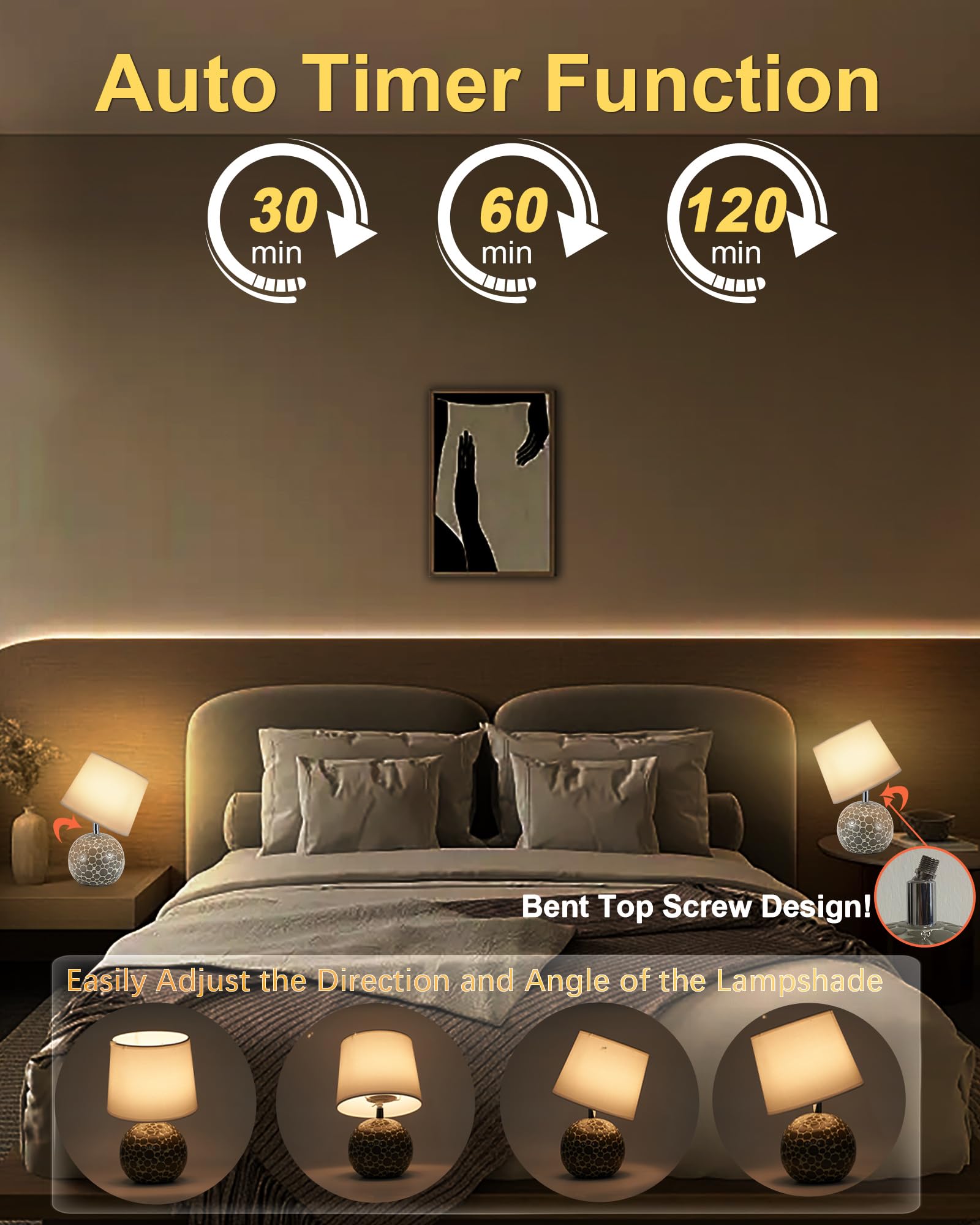 Ceramic Cordless Table Lamp With Timer, Remote, Rgb Dimmable, Rechargeable Battery Light, 11.42''H Mid Century Modern Small Beds