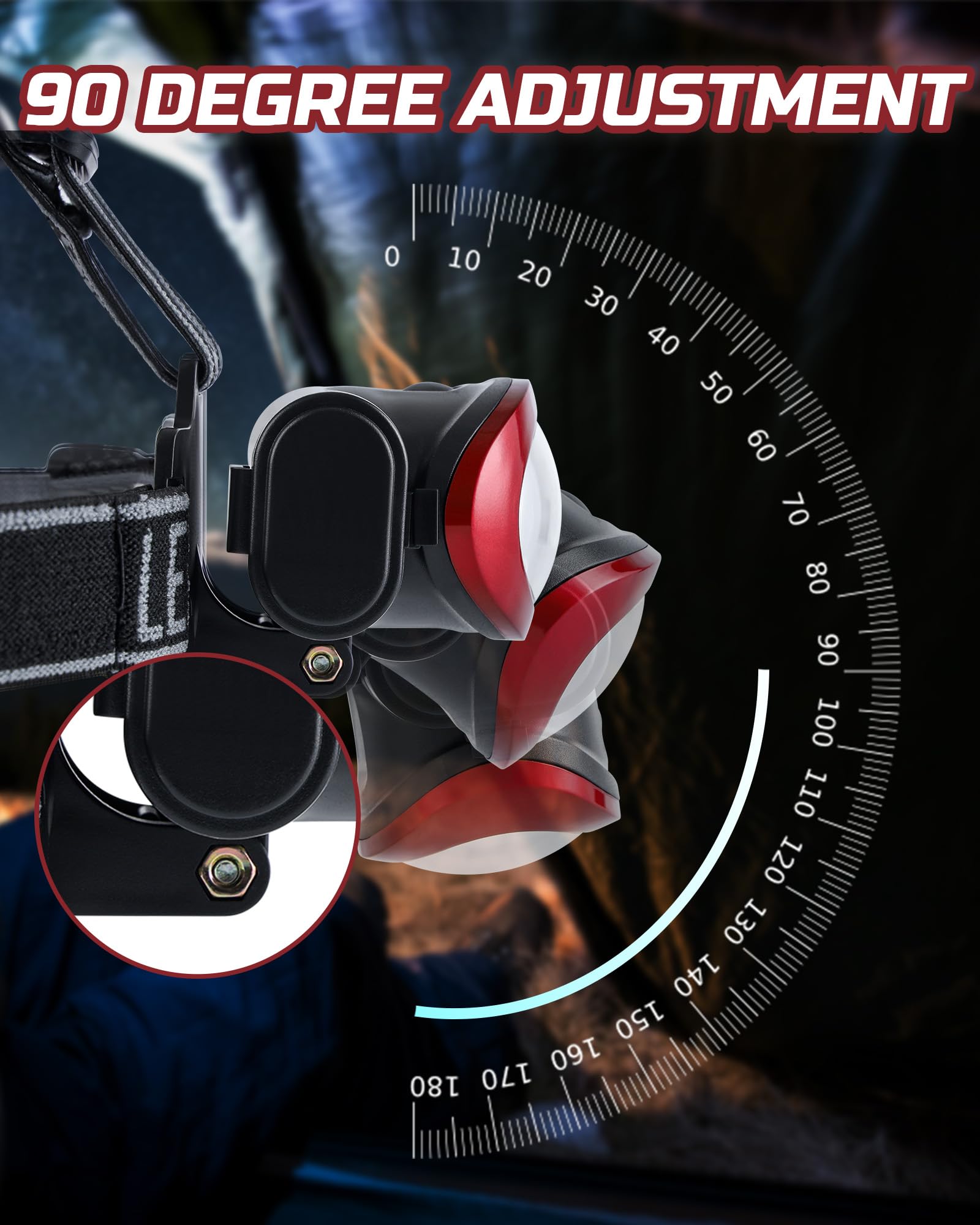 Lichamp Camping Headlamp Flashlight 8 Pack, Outdoor Super Bright COB Head Lamp Gear for Running, Reading, Hiking, Walking, Climb