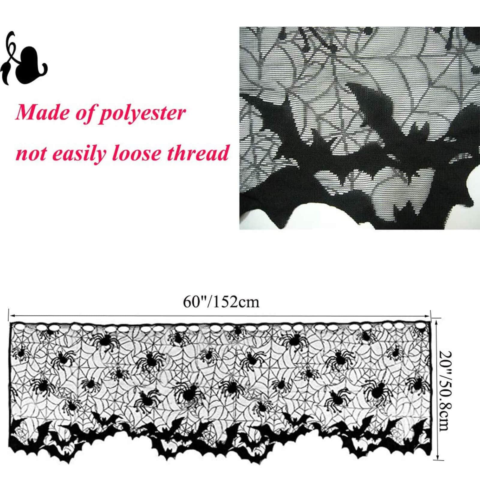 Orgrimmar Halloween Spider Web Lamp Shades, Black Polyester, 20in x 60in, 2 PCS with Ribbon for Themed Party Decoration