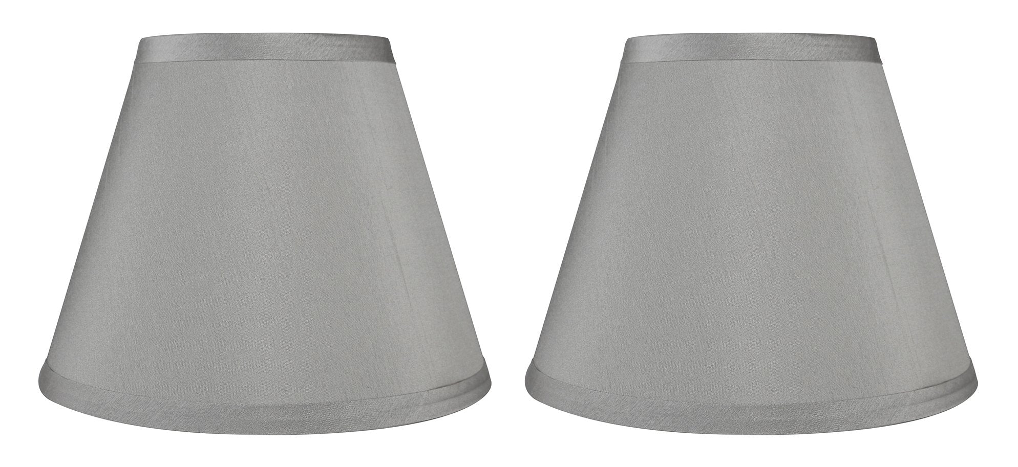 Urbanest Set Of 2 Coolie Hardback Lampshade, Faux Silk, 5-Inch By 9-Inch By 7-Inch, Silver, Spider Washer Fitter