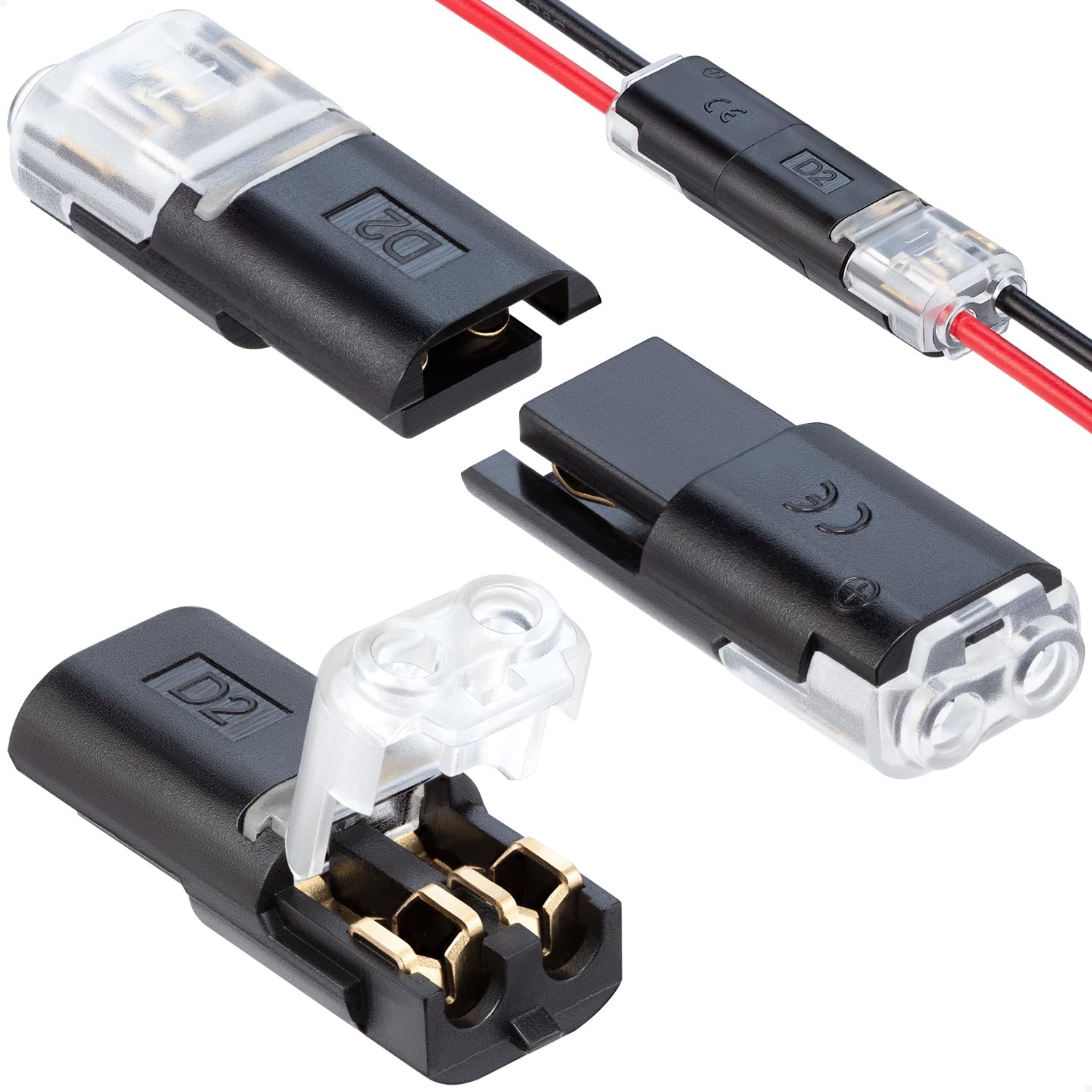 GKEEMARS 50Pcs Low Voltage Wire Connectors  2 Pin 2 Way Quick Plug-in Connectors for LED Band Lights
