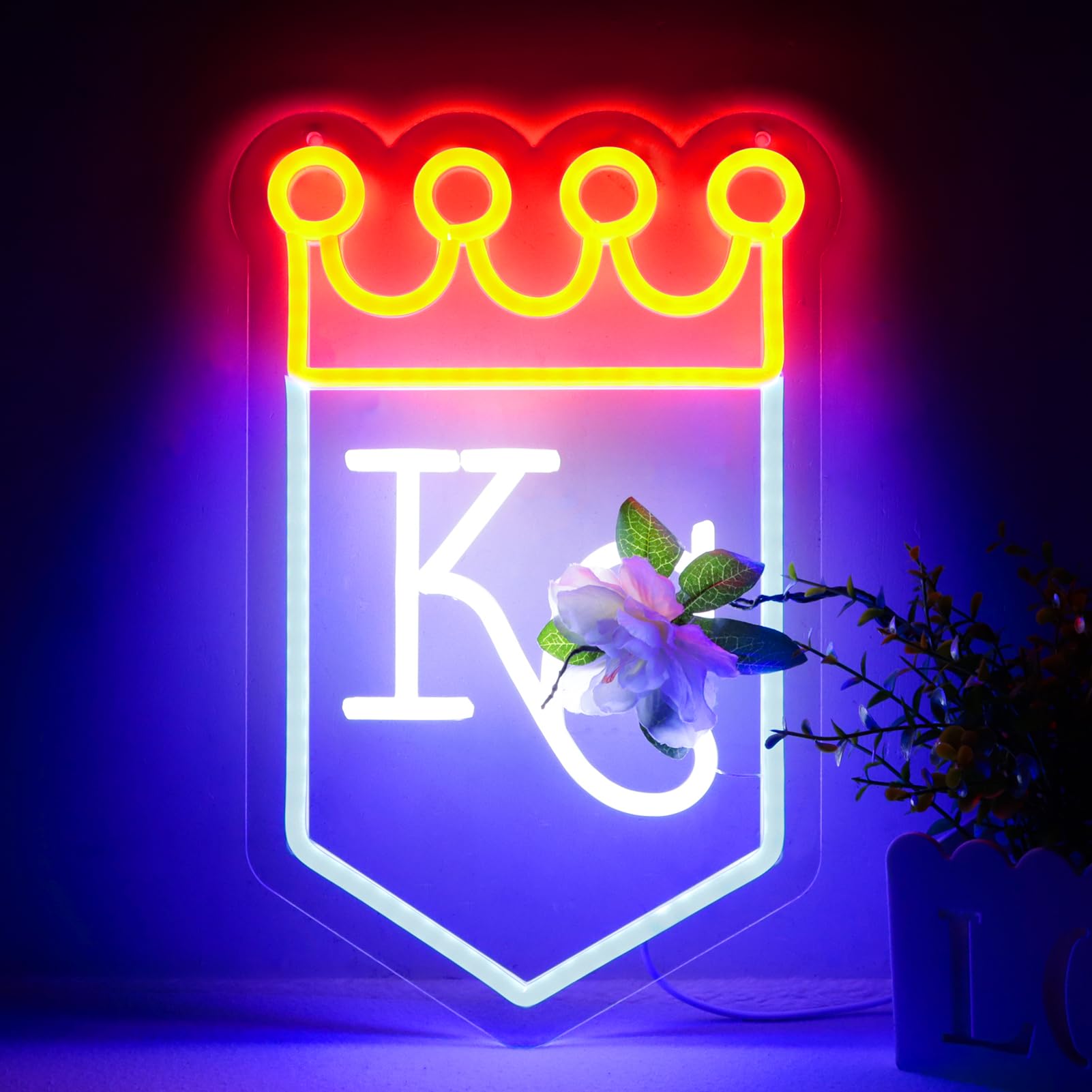 Balanar Baseball Neon Sign, Dimmable LED Wall Decor, 16x20 inches, Glass, B-Royals Baseball