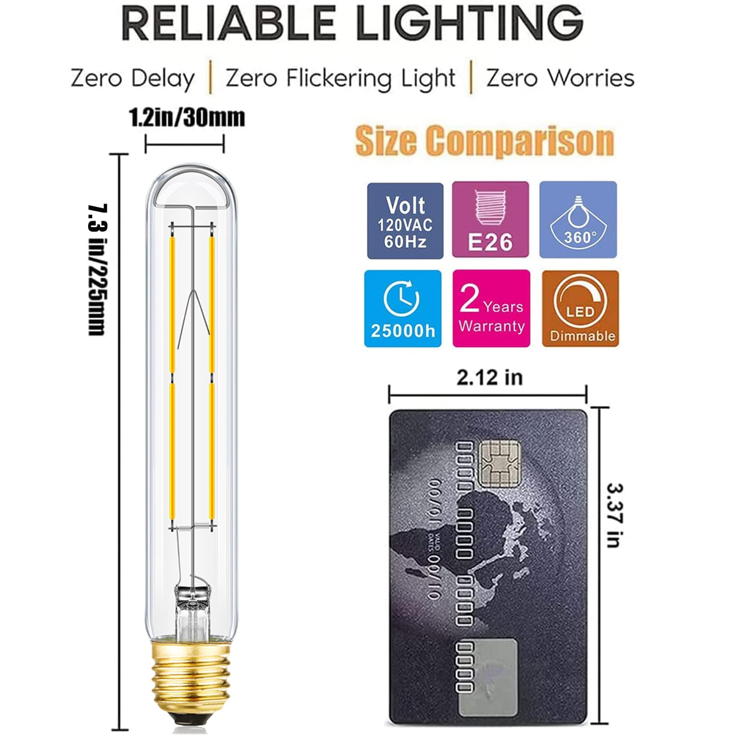 Leools Dimmable E26 LED Light Bulb, 8W (75W Equivalent), 4000K Neutral White, Glass, T10, 4 Pack
