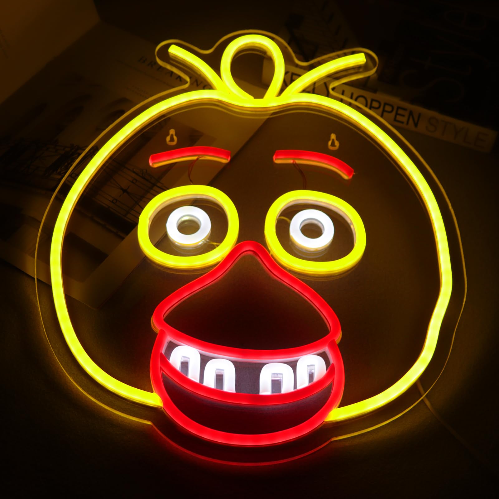 AHlove Five Nights at Freddy's Chica LED Neon Sign Wall Decor 16.1x12.8 Inch Neon Lights for Bedroom, Kids Gifts