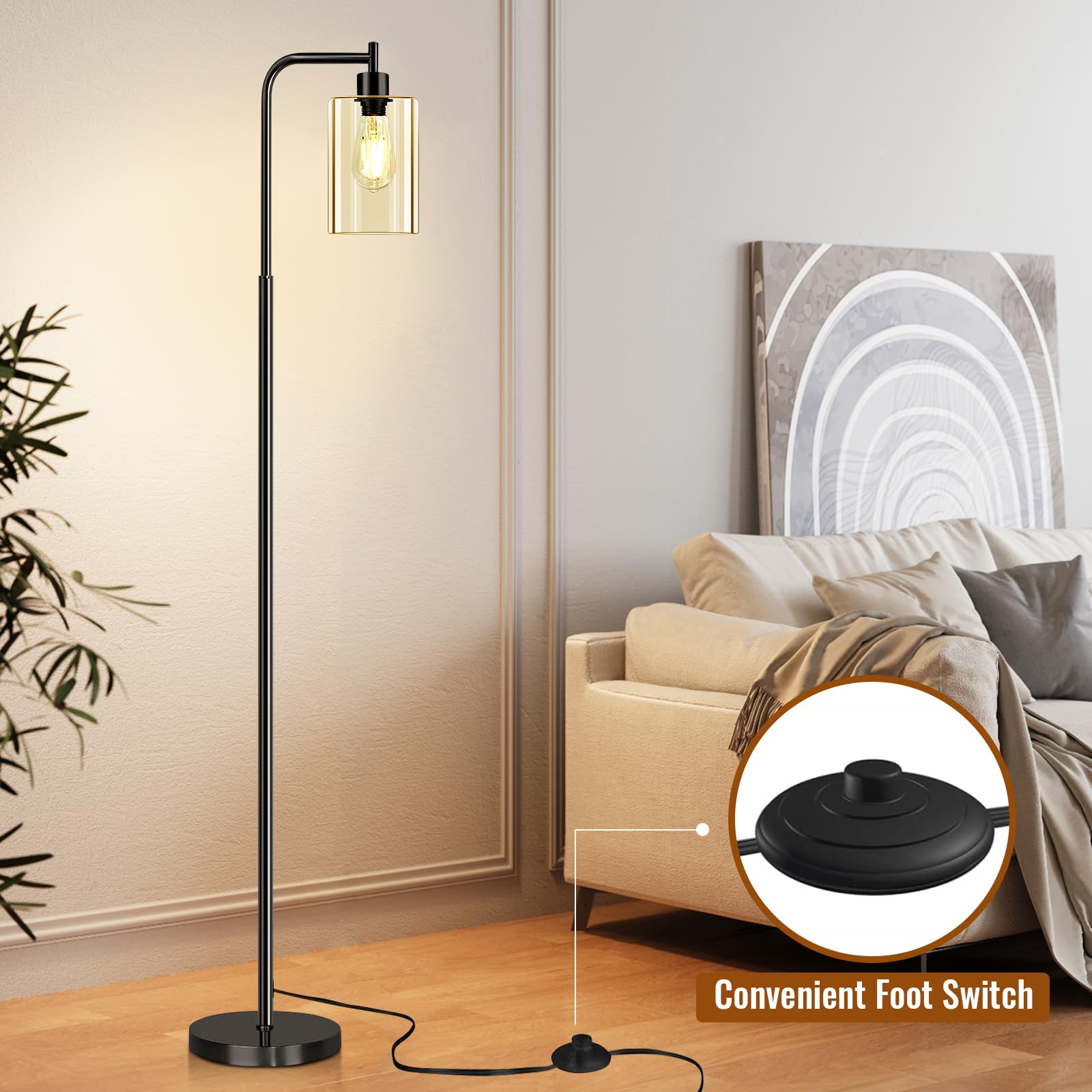 Floor Lamp,Floor Lamps For Living Room With Glass Lampshade,Modern Design Lamps Living Room,Standing Lamp With Premium Metal Mat