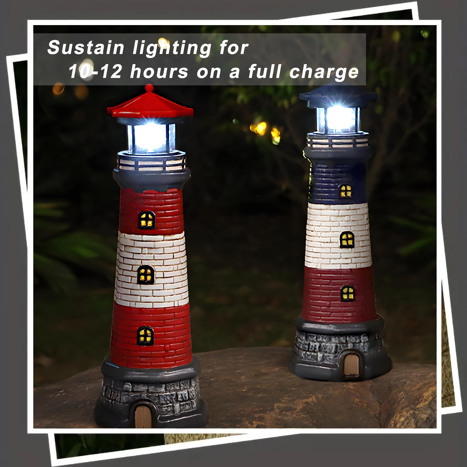 Garden Outdoor Statues, Waterproof Lighthouse Lights Lawn Decor; Automatic Rotating Solar Lights For Yard, Patio, Ground, Tablet