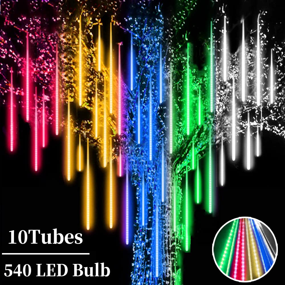 Roytong Meteor Shower Lights, Christmas Lights, 20 Inch 10 Tube 540 LED Rain Falling Icicle Cascading Lights for Xmas Tree Hallo