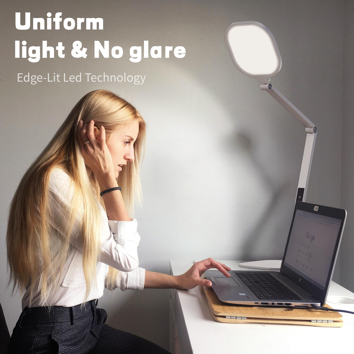 Led Desk Lamp For Home Office, Desk Light For Video Call, 3 Color Temperature 10 Brightness Computer Light, Dimmable Led Desk Li