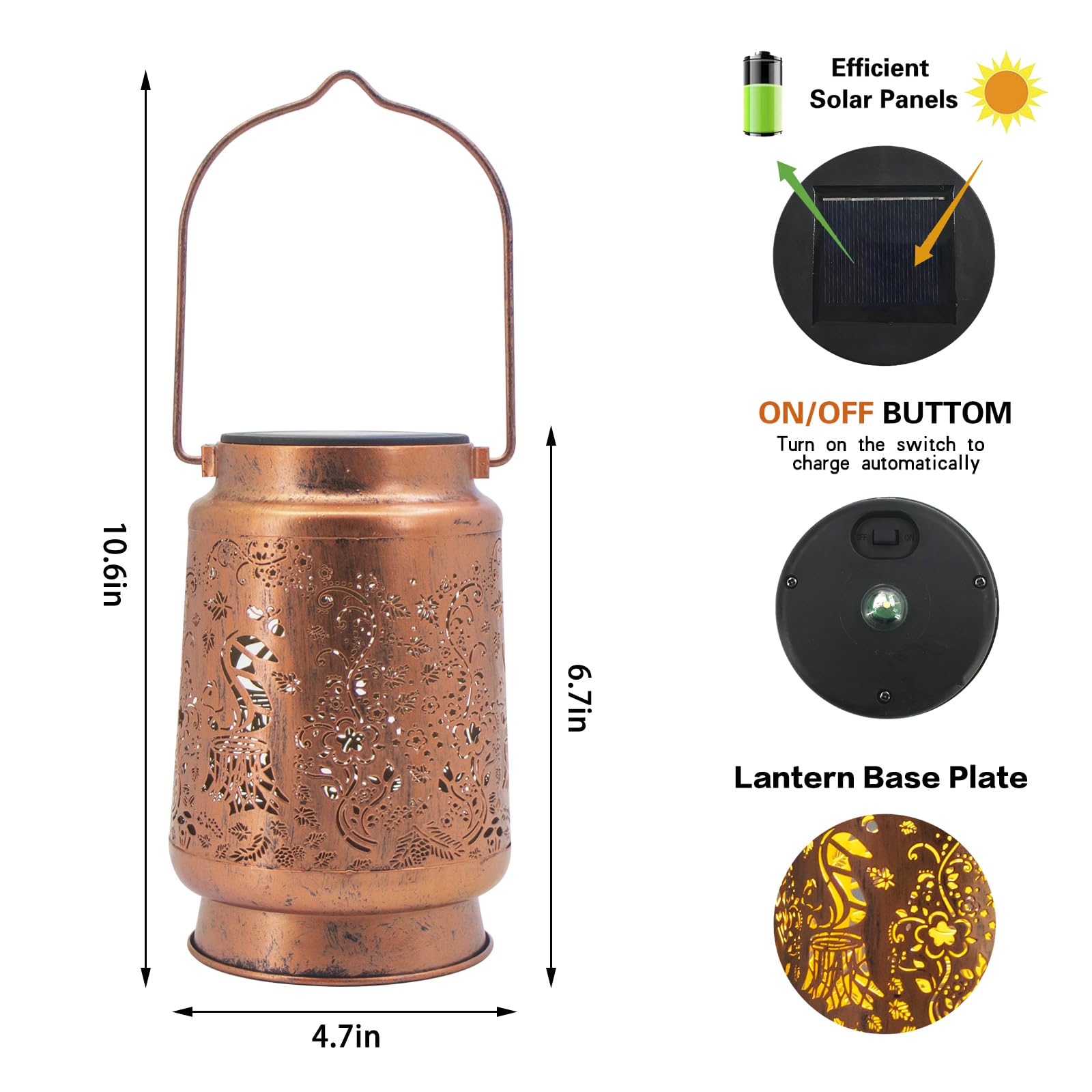 Solar Lanterns Outdoor Garden Decor  Gifts For Women  Mom  Grandma  Birthday  Thanksgiving  Decorative Waterproof Hanging Metal Led Light For Yard  Patio  Lawn  Landscape  Backyard (Squirrel)