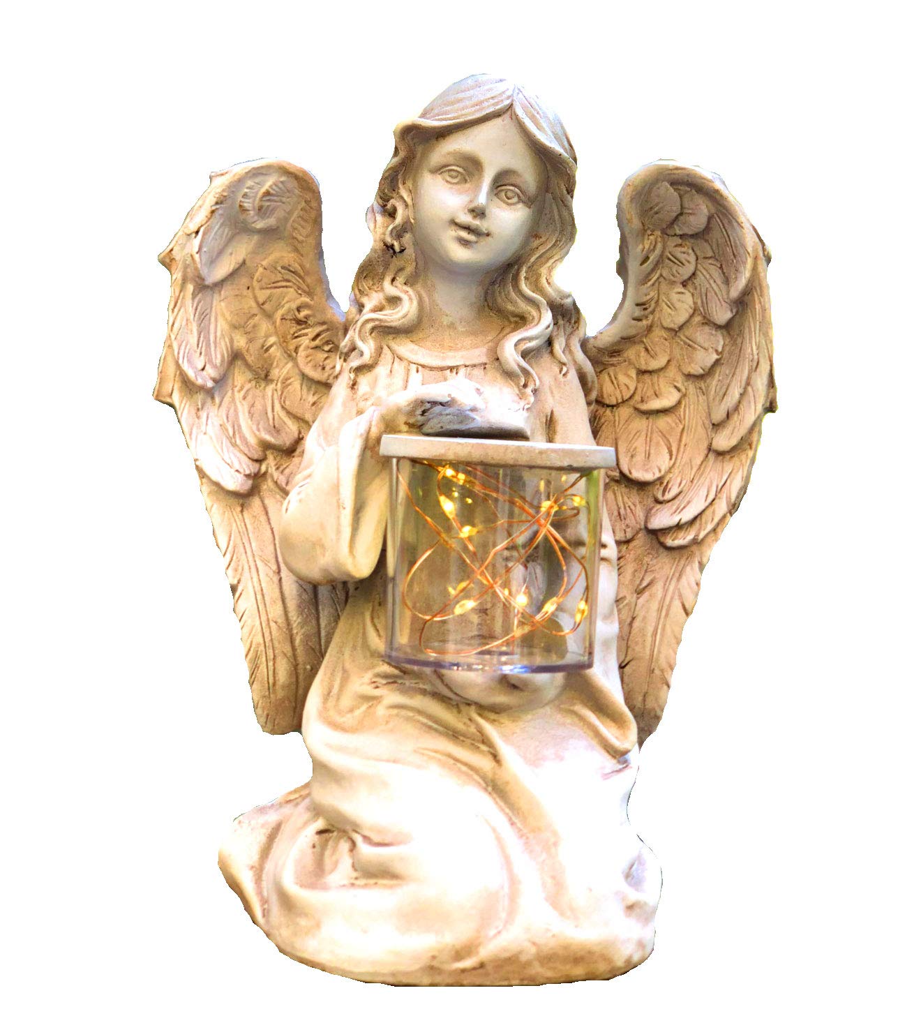 Solar Powered Fairy Angel With Wings And Solar Glowing Jar Led Garden Light Decor