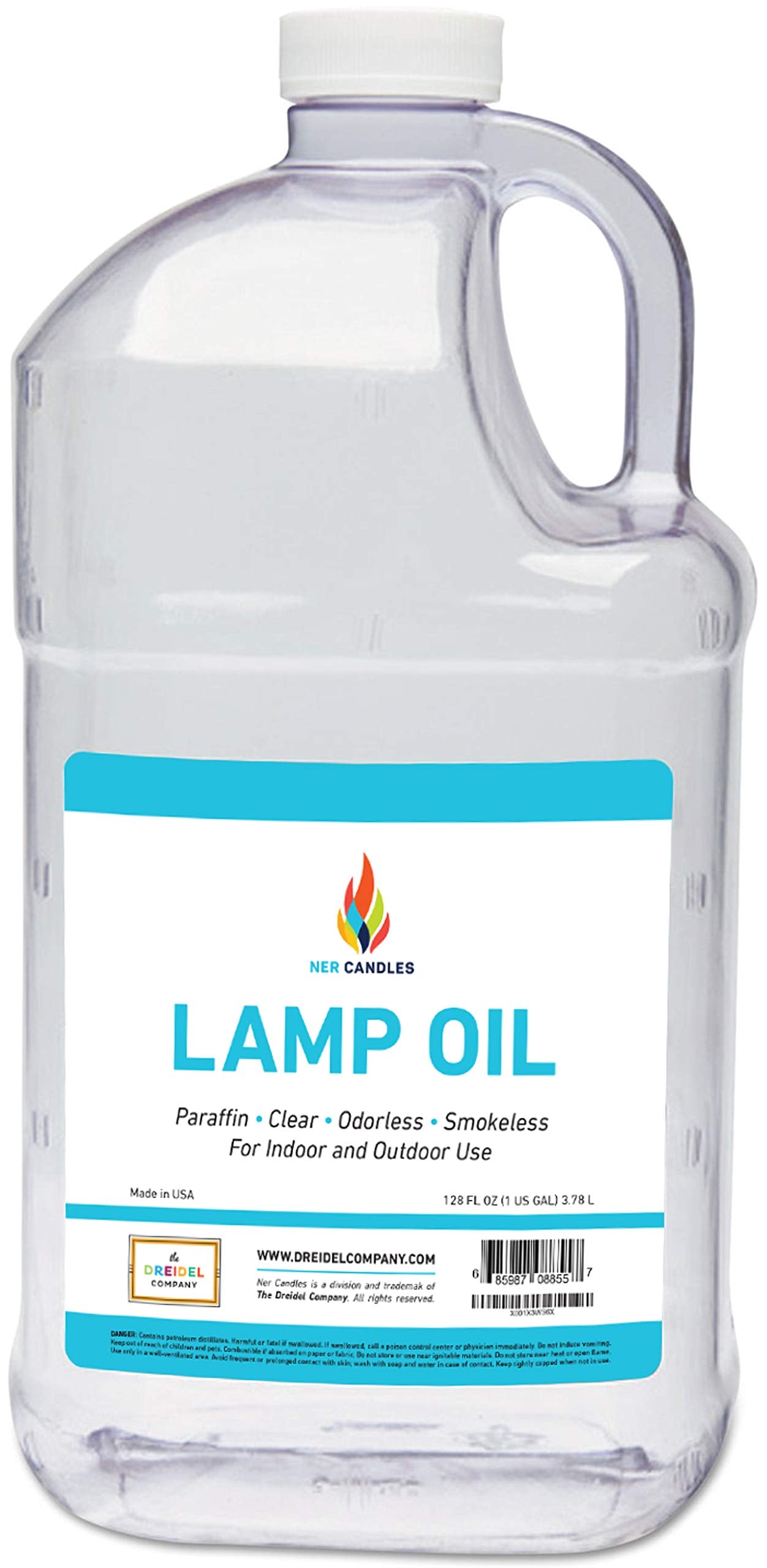 The Dreidel Company Liquid Paraffin Lamp Oil, Smokeless & Odorless, 1 Gallon, Clear, 2 Pack, Model TDC-PLO