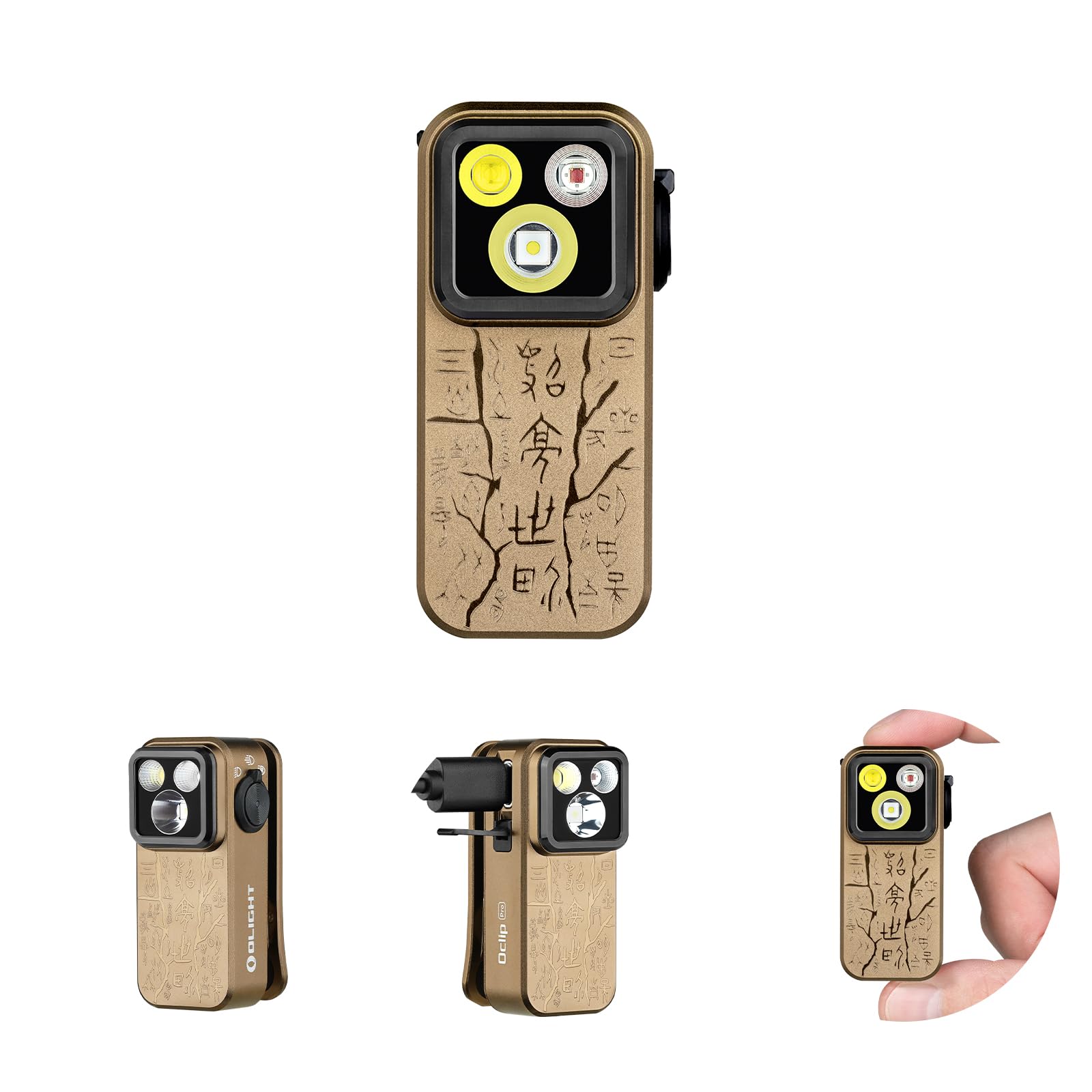 OLIGHT Oclip Pro Flashlight, Rechargeable 500 Lumens, Magnetic, Type-C Charging, Desert Tan