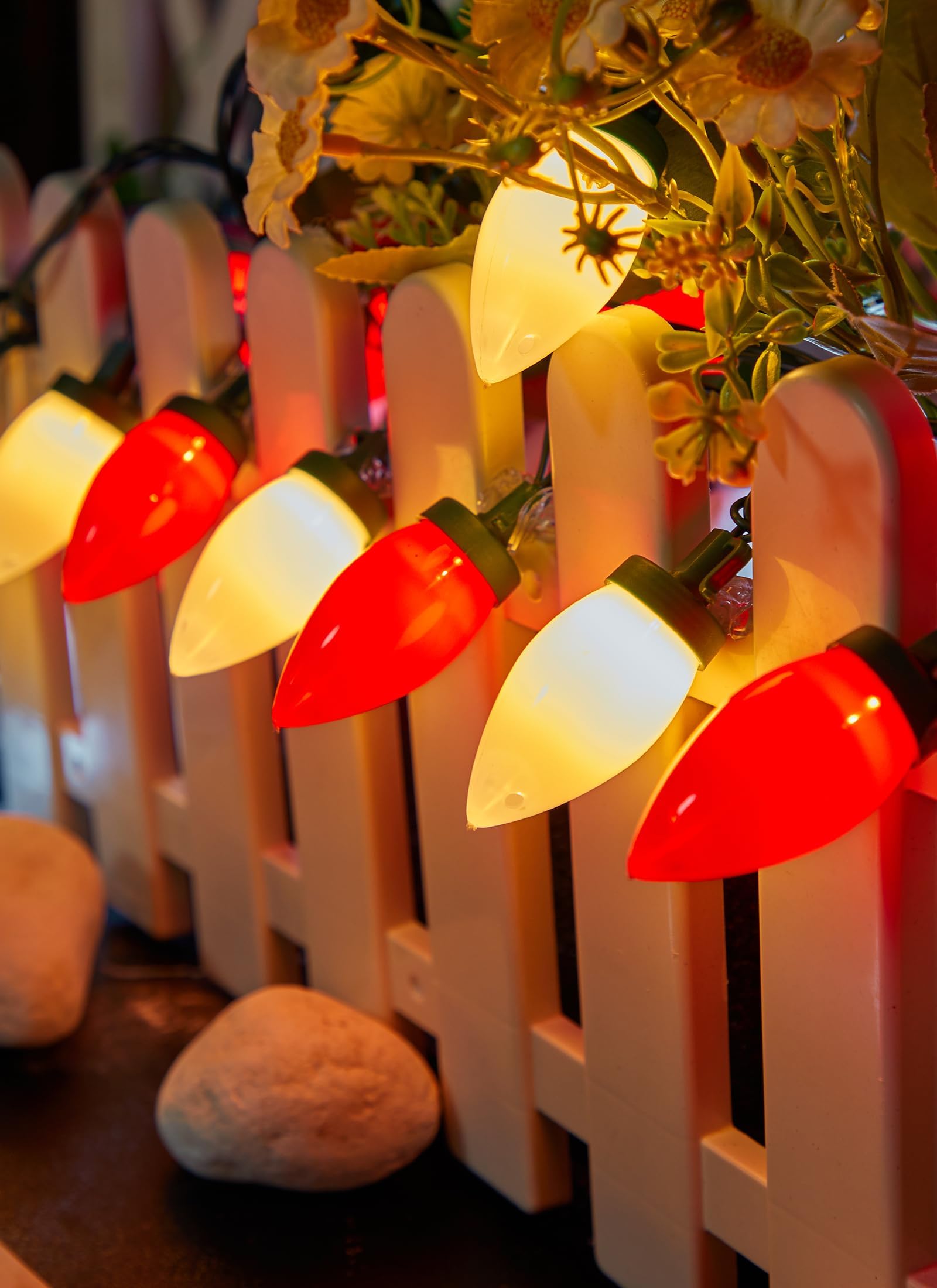Brightown C9 Led Christmas String Lights, 66Ft Vintage Outdoor Lights String With 100 Smooth Opaque Bulbs, Plug-In Waterproof Ro