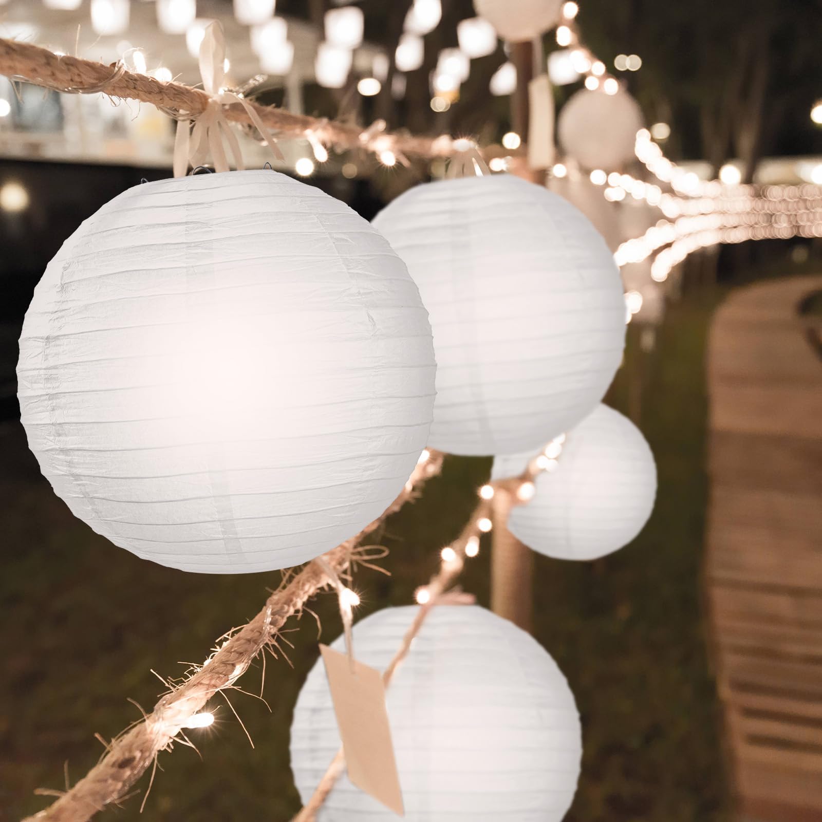 Treela 90 Pack White Chinese Japanese Paper Lanterns Decorative Hanging Ball Lanterns Round Paper Lantern Lamps For Wedding Birthday Party Baby Shower Home Decorations (8 Inch)