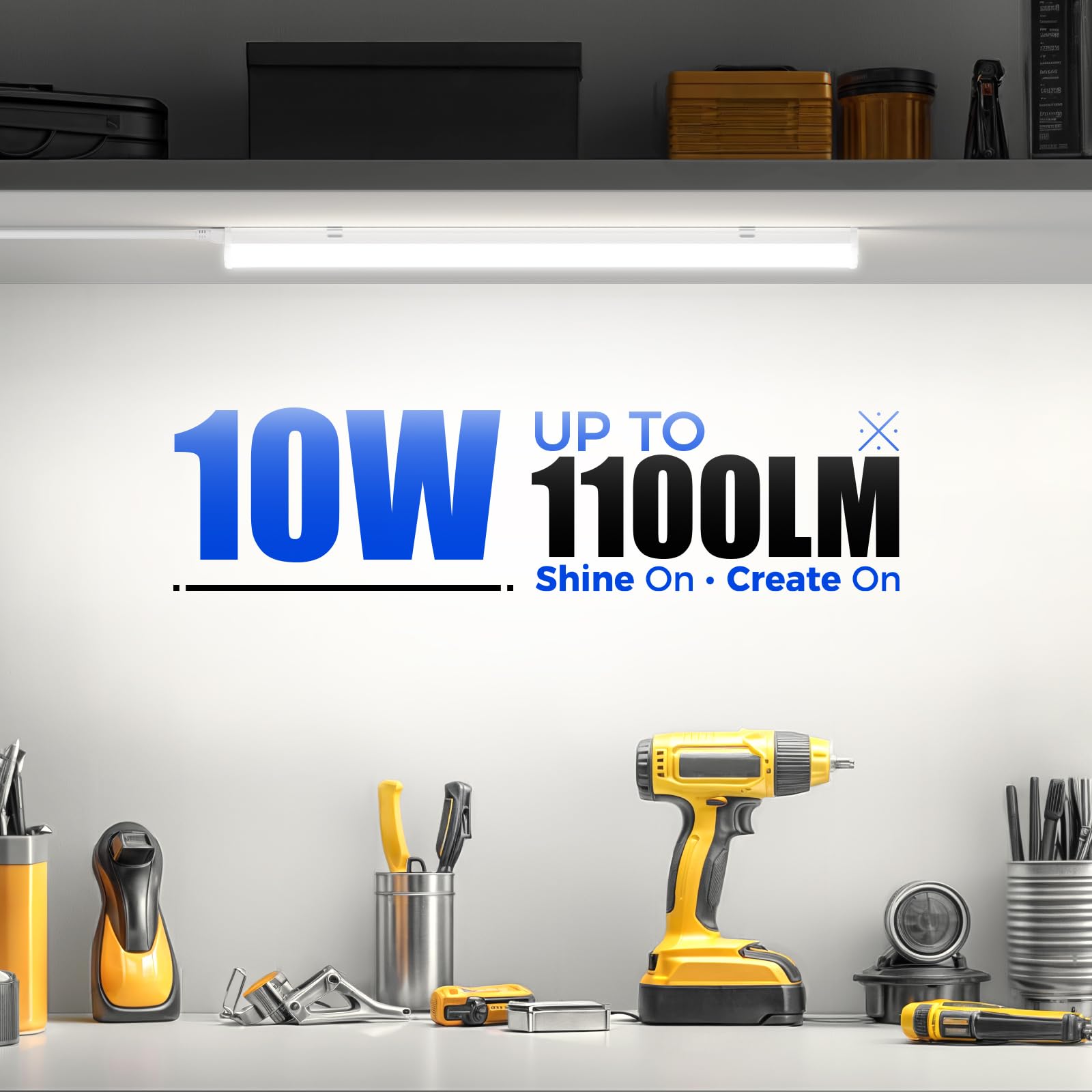 Barrina T5 LED Ceiling Light Fixtures, 2FT, 5000K, 1100LM, 10W, Aluminum, ETL Listed, 6 Packs