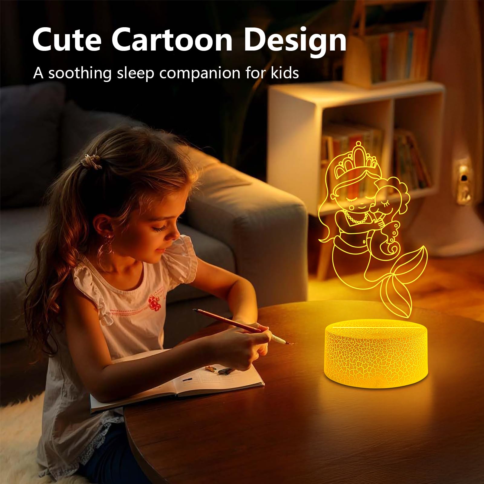 SKYMINOTIN Princess Gift Night Light for Girls, 16 Colors Dimmable with Remote Control Princess Room Decor, Smart Touch 3D Illus