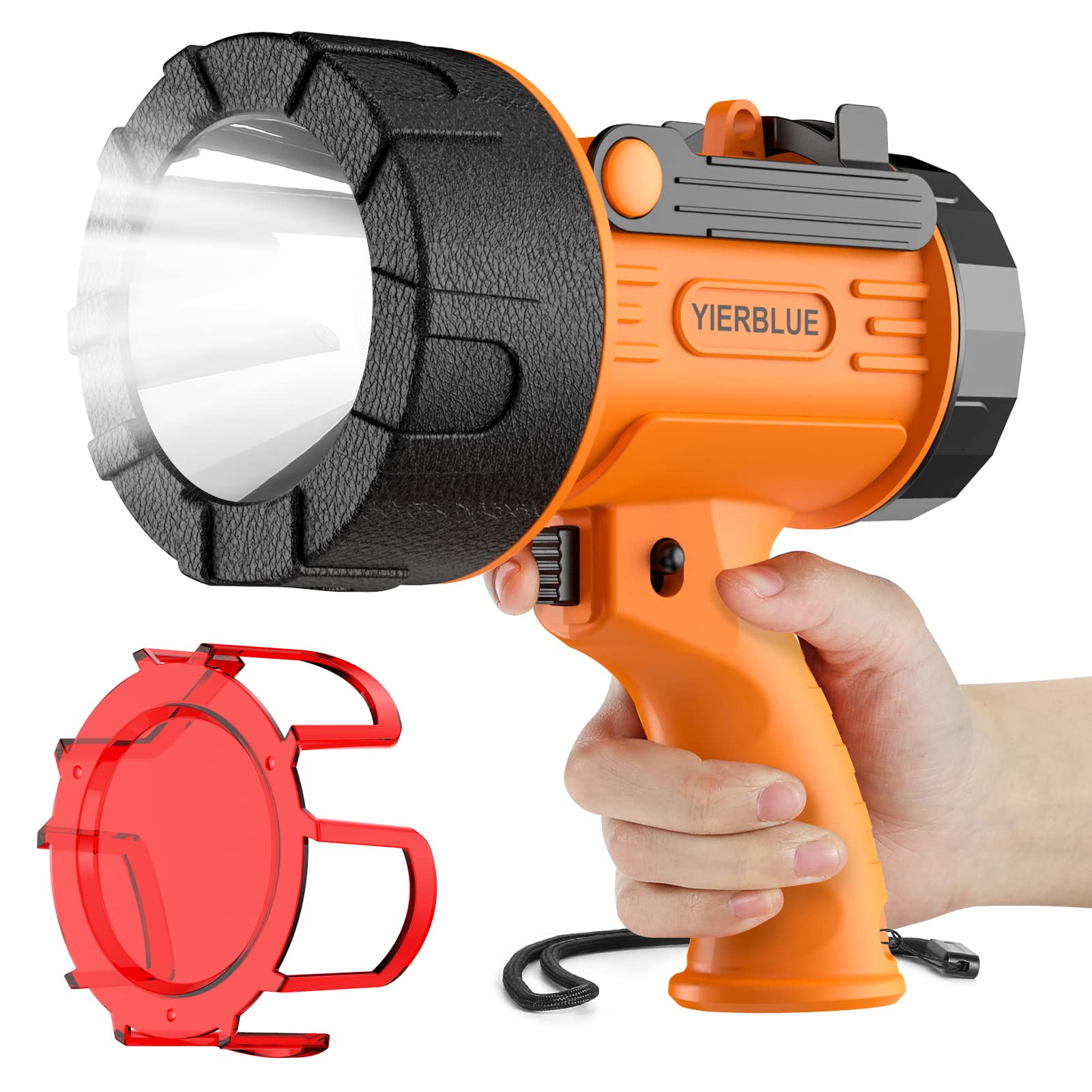 Yierblue Rechargeable Spotligh With 1000,000 Lumen Led, Handheld Rechargeable Spotlight Ip67 Waterproof Flashlight,10000Mah 9H Ultra-Long Standby, Ideal Spotlight For Boating, Camping