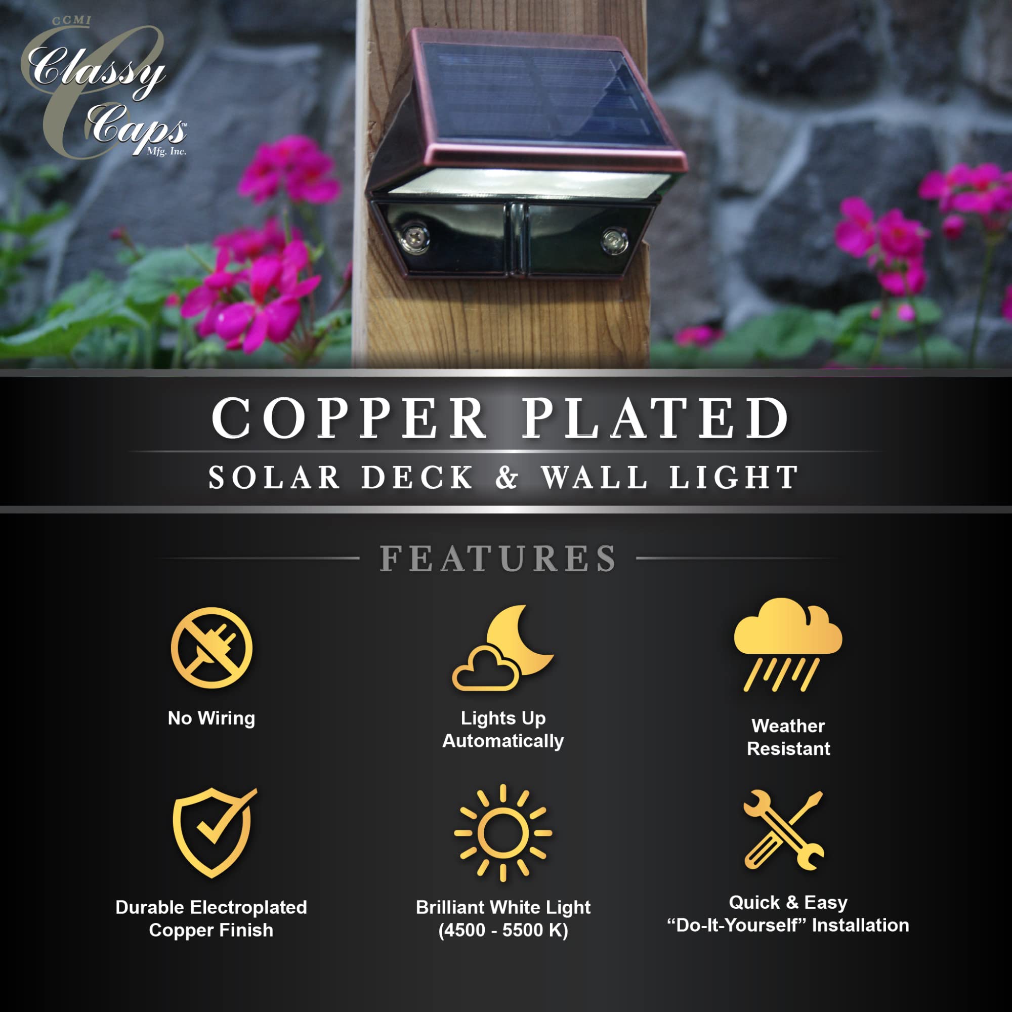 Classy Caps Sl177 Solar Led Deck & Wall Light