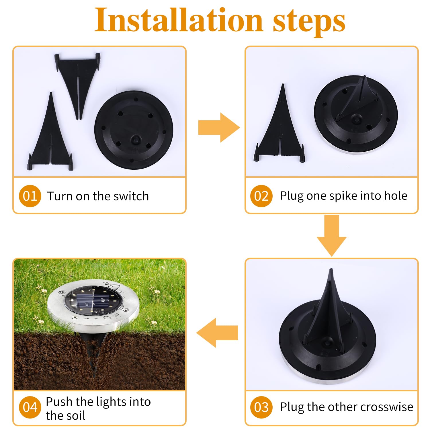 Kelvinlux Solar Garden Lights Outdoor, 8 Packs Bright Solar Powered Ground Lights With Updated 12 Leds, Waterproof Disk Warm Flat Lights For Garden Patio Yard Deck Lawn Walkway Landscape Decor