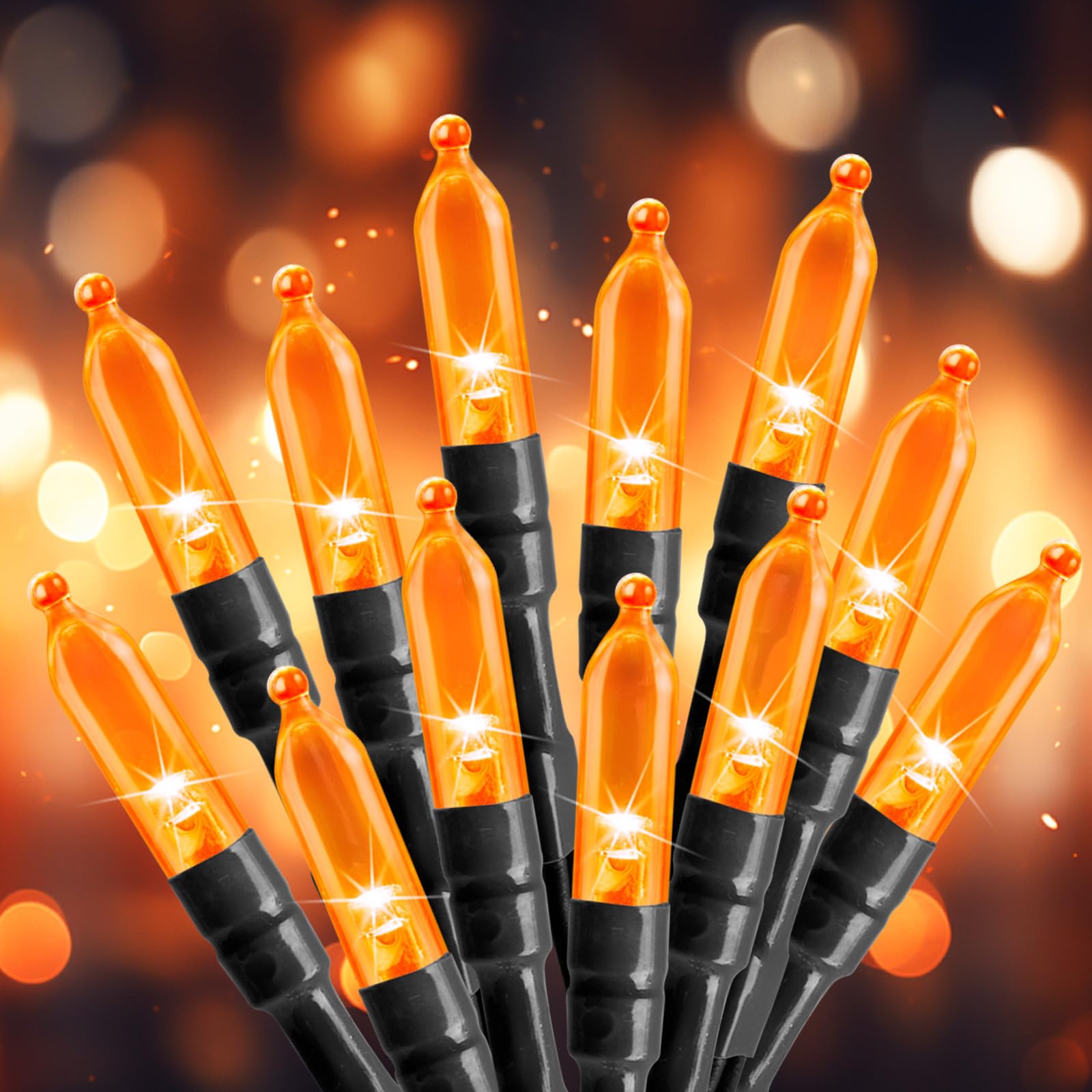 Brightown Battery Operated String Lights, 20 LED, 8 ft, Orange, Indoor/Outdoor, Timer, Halloween/Christmas Decor