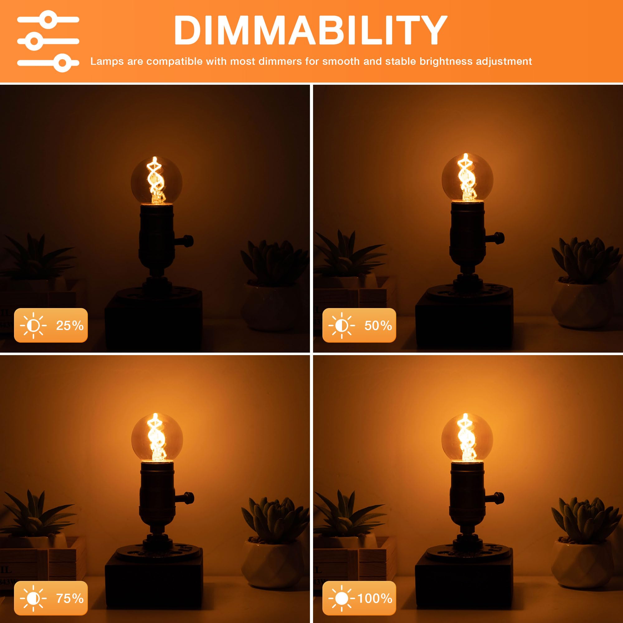 ToBeGreat G16.5 Dimmable LED Bulbs, 40W Equivalent, Warm White, E26, G50 Globe Light, 300lm, 3 Pack