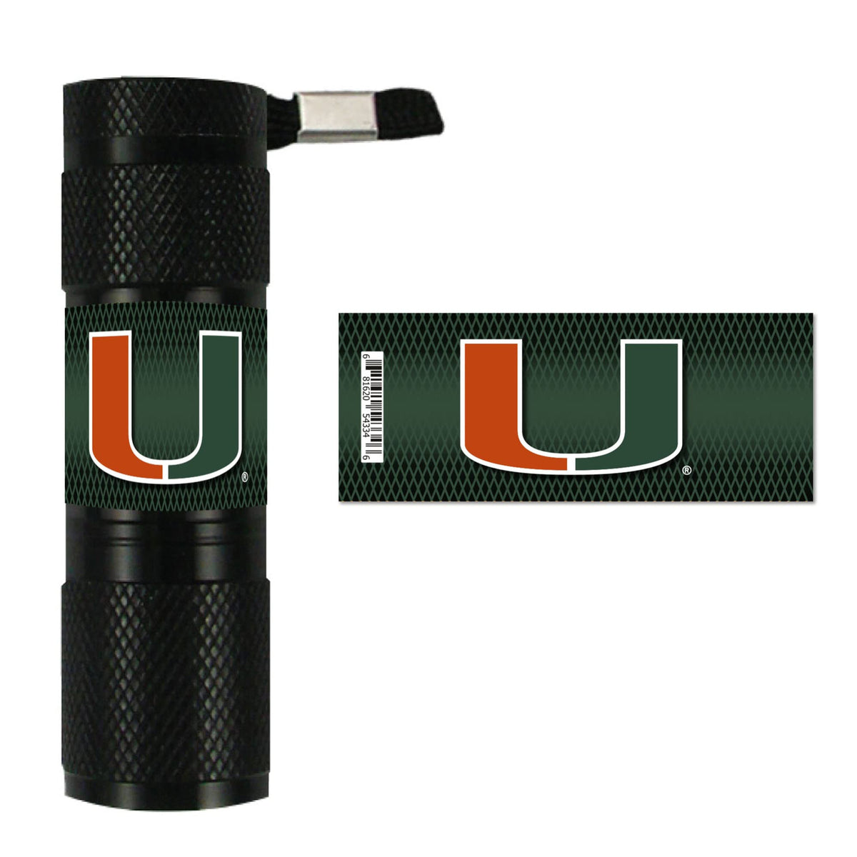 Fanmats University Of Miami Led Pocket Flashlight - 3.5In X 1In, Black Aluminum