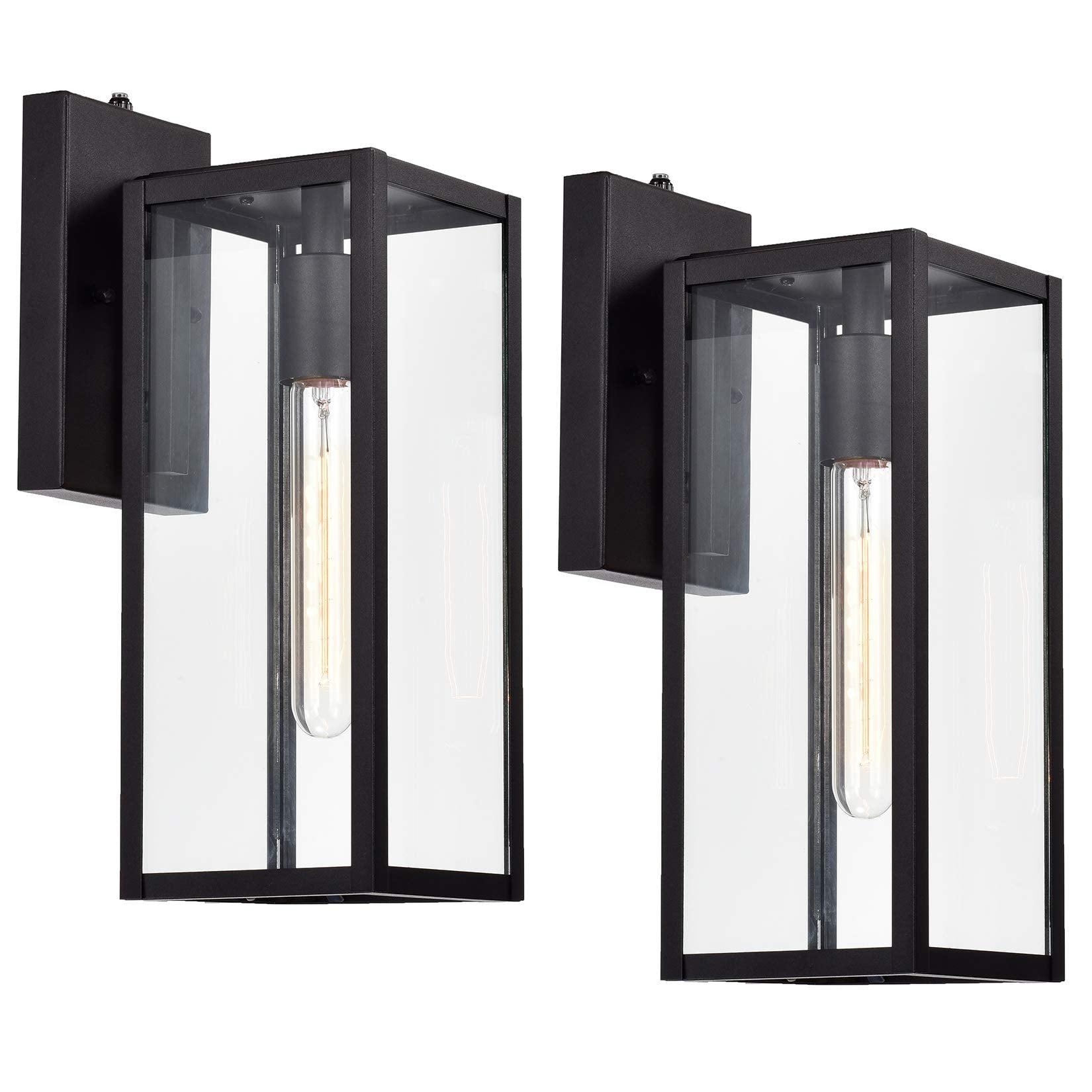 Micsiu Dusk To Dawn Black Outdoor Wall Sconce 2 Pack - 14.5&quot; Farmhouse Light Fixtures