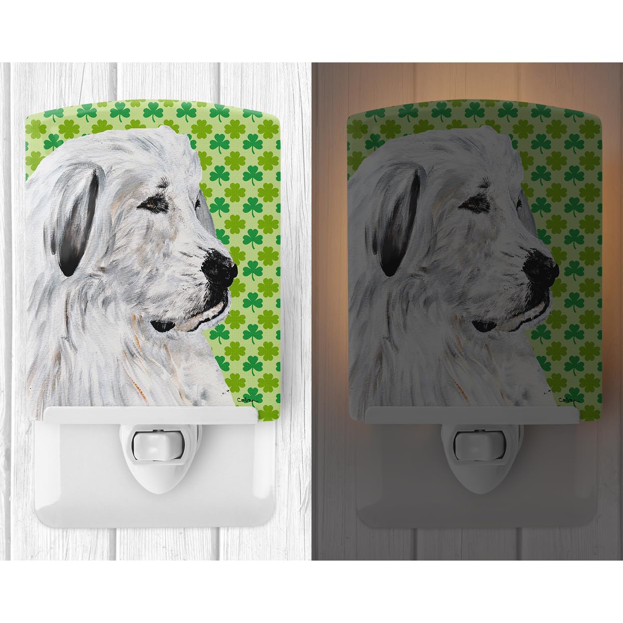Carolines Treasures Ceramic Night Light, Great Pyrenees, 6x4x3, UL-Certified, Multicolor, Model SC9738CNL