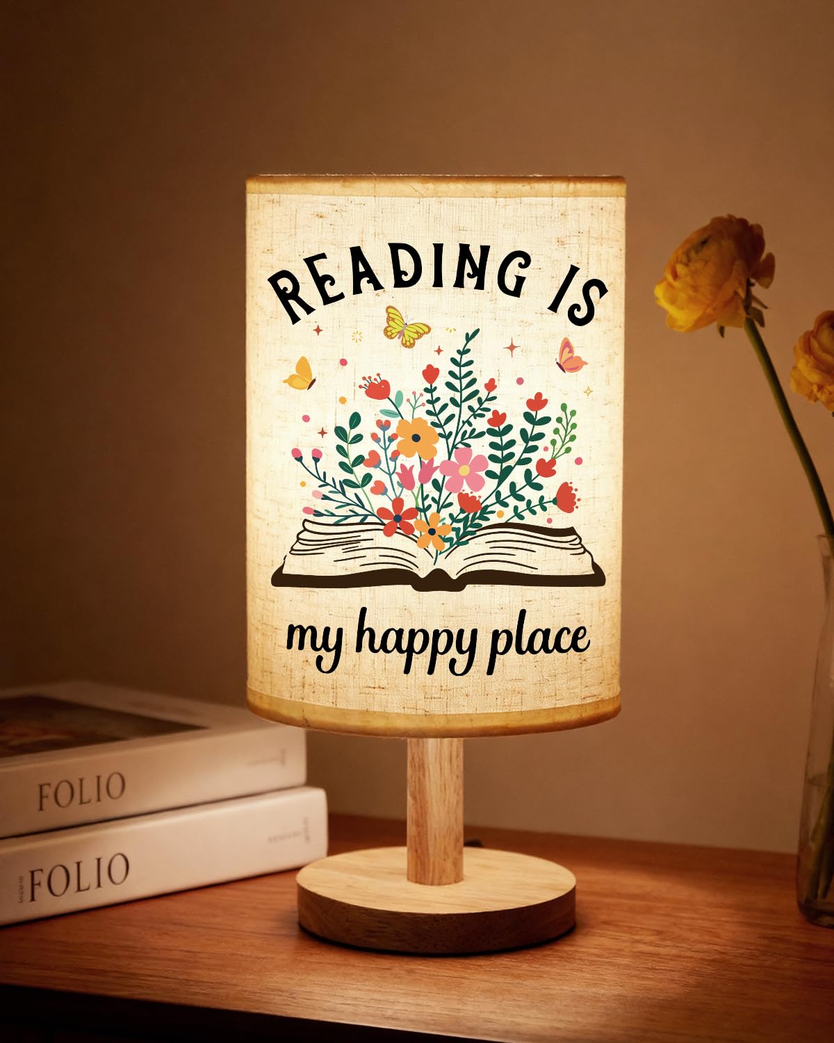 Calibron Book Lover Gifts, Gifts for Book Lovers Table Lamp, Book Reader Gift Women, Librarian Birthday Gifts for Women Fabric L