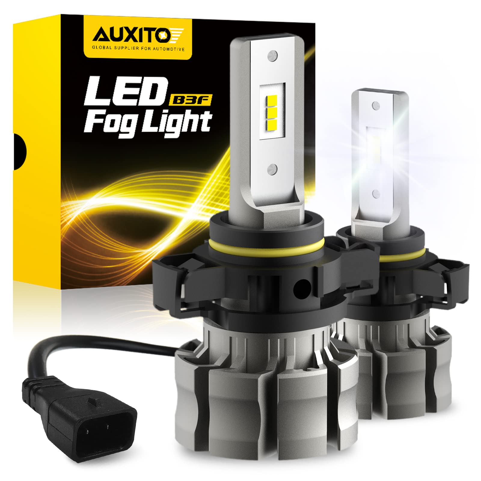 AUXITO 5202 LED Fog Light Bulbs, 6000 Lumen, 6500K Cool White, Aluminum, Pack of 2