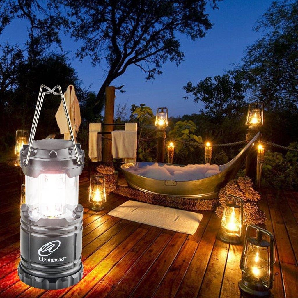 Lightahead Portable Outdoor LED Camping Lantern Set of 4, Collapsible, Black, Model LA-4S7031-NOBAT
