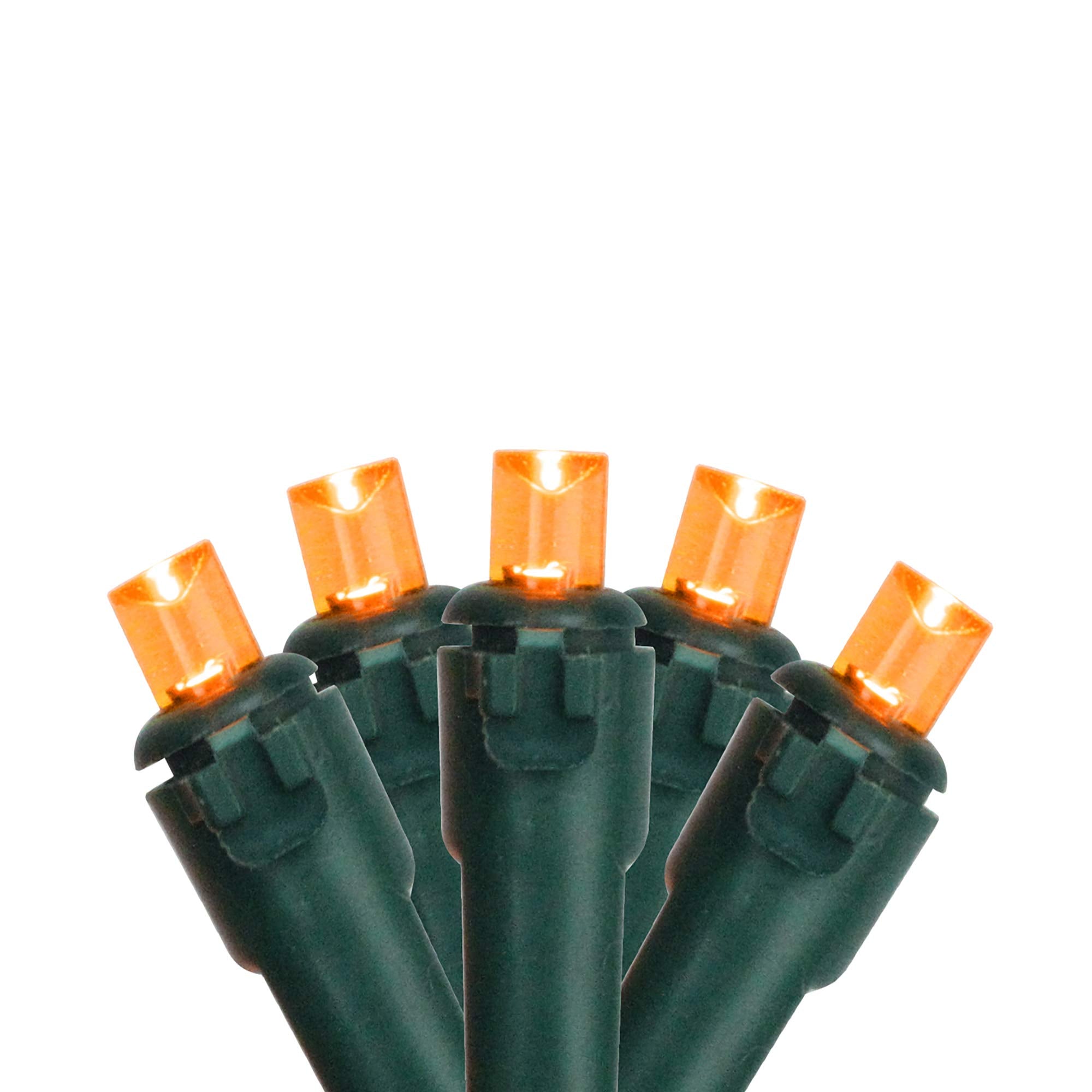 Northlight 50 Orange LED Christmas Lights - 16.25 ft Green Wire, Wide Angle, Plastic