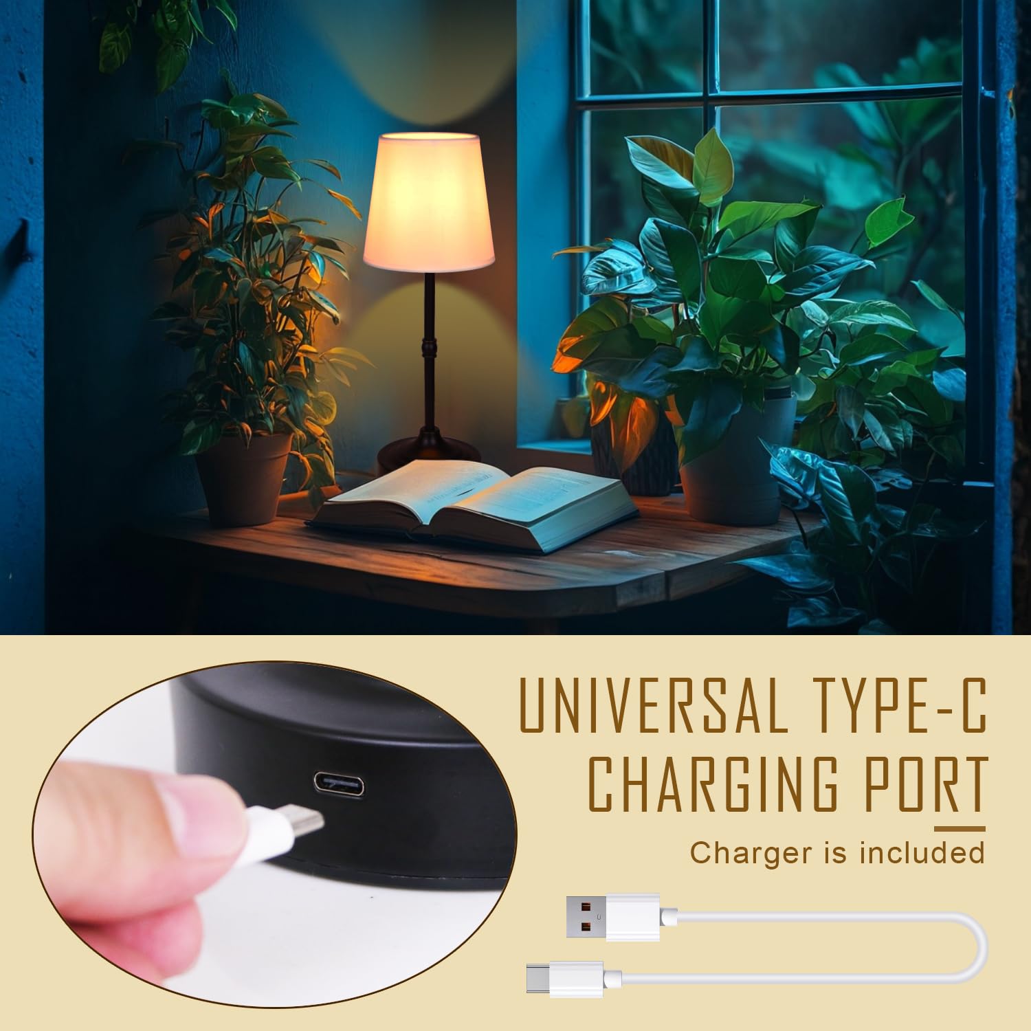 Rechargeable Battery Powered Table Lamp, Wireless Led Lamps, Cordless Touch Lamps, Stepless Dimmable Bedside Lamps, Night Lamp F