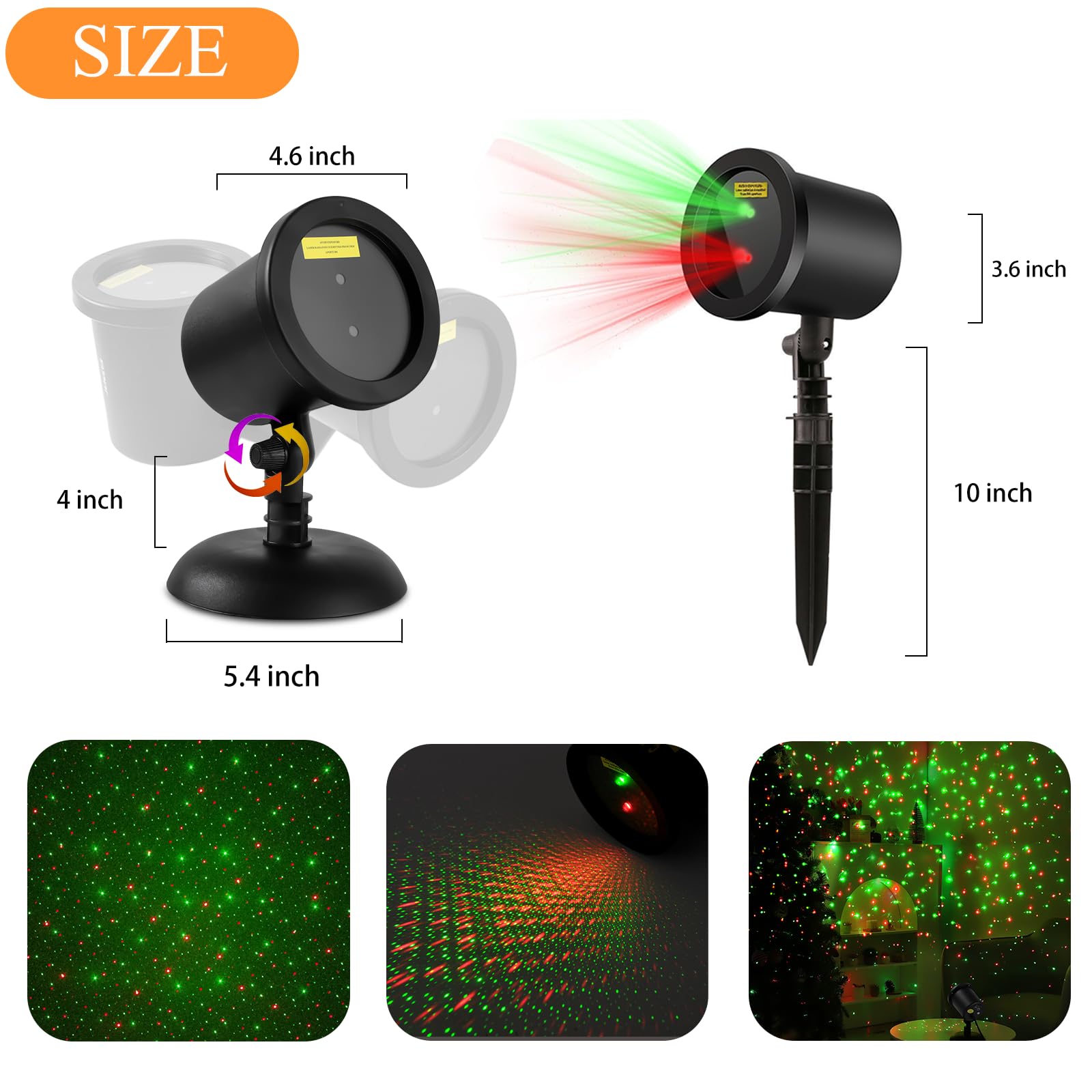 Christmas Laser Light Projector Outdoor, Red & Green Static Star Starry Laser Projector Lights, Christmas Decoration Light Laser