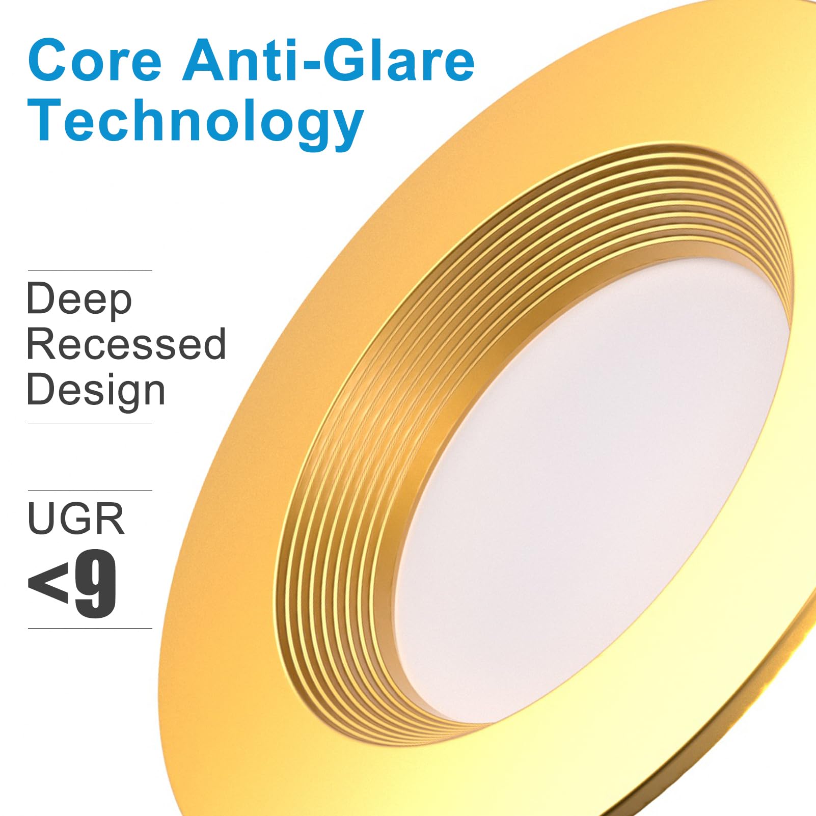 Lightdot 12W Dimmable LED Downlight 3CCT Selectable Gold, 6 Inch, Fixed 24 Pack, Model LRC-03G