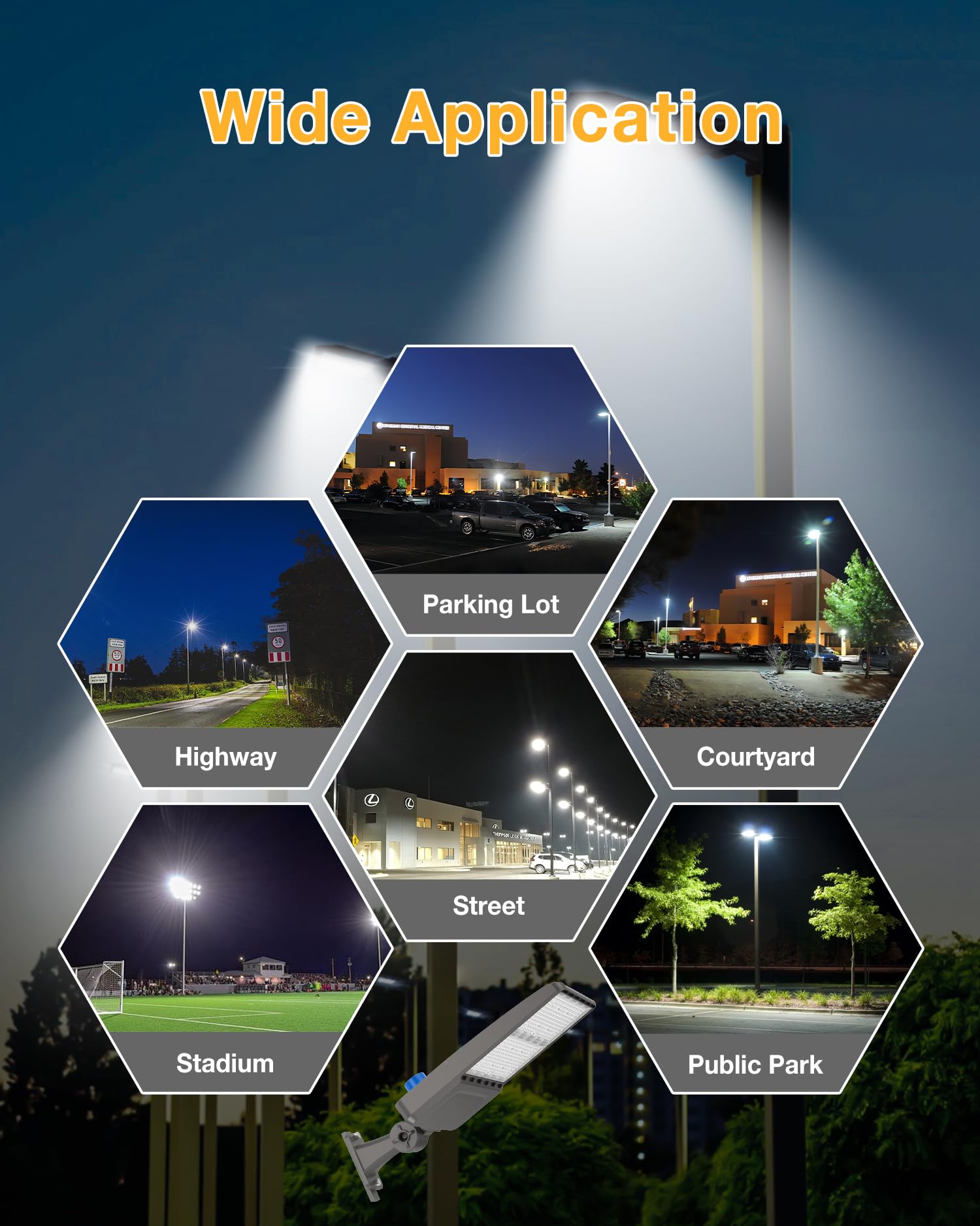 Jc-Lgl 400W Led Parking Lot Lights Led Shoebox Light 56000Lm 5000K Daylight  Ip65 Ul & Etl Certified 0-10V Dimmable  Commercial Outdoor Area Lighting For Parking Lots  Sports Stadiums  And Streets