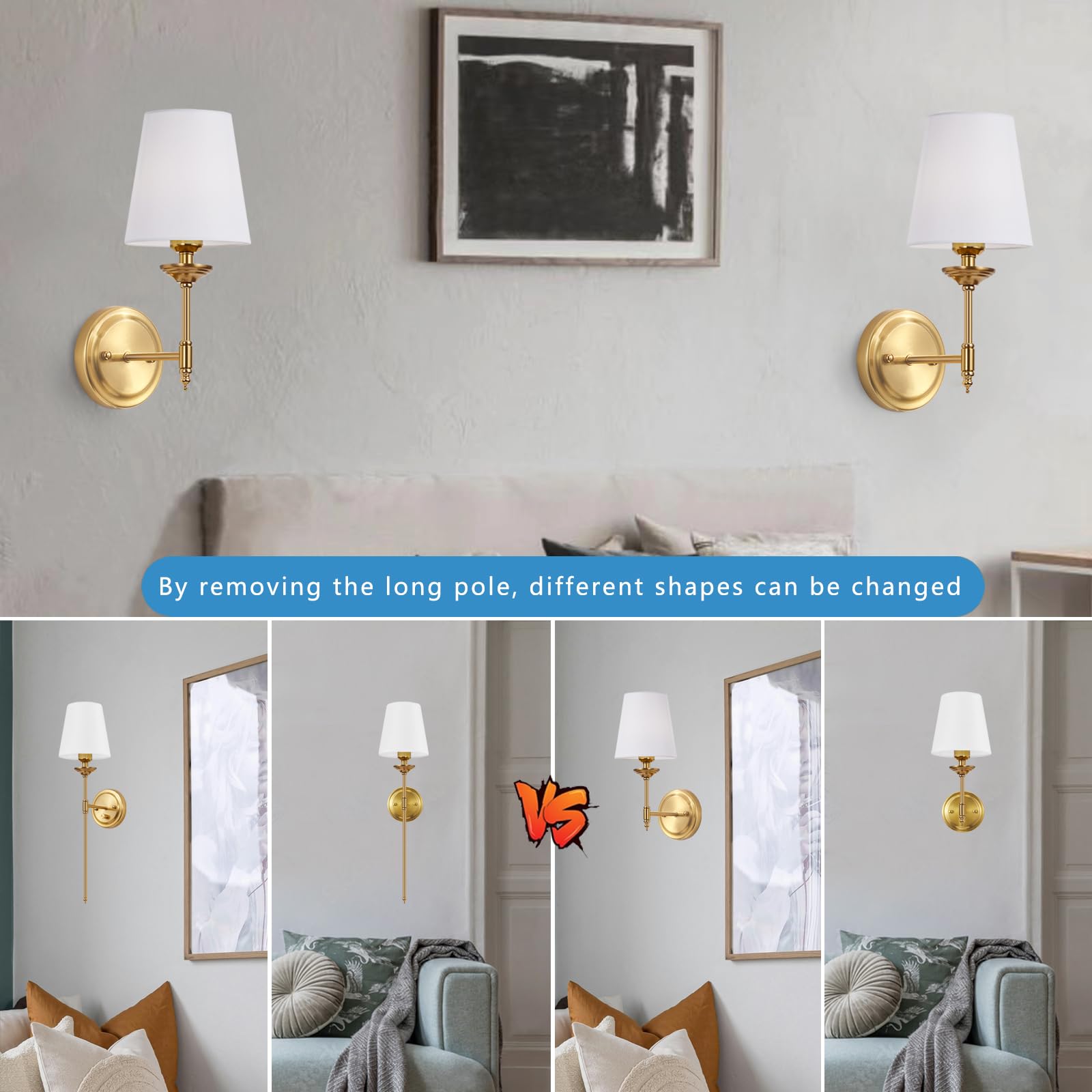 Femusytt Battery Operated Wall Sconces Set Of 2, Rechargeable Cordless Wall Light With Remote And Fabric Shade, 10 Colors Modes