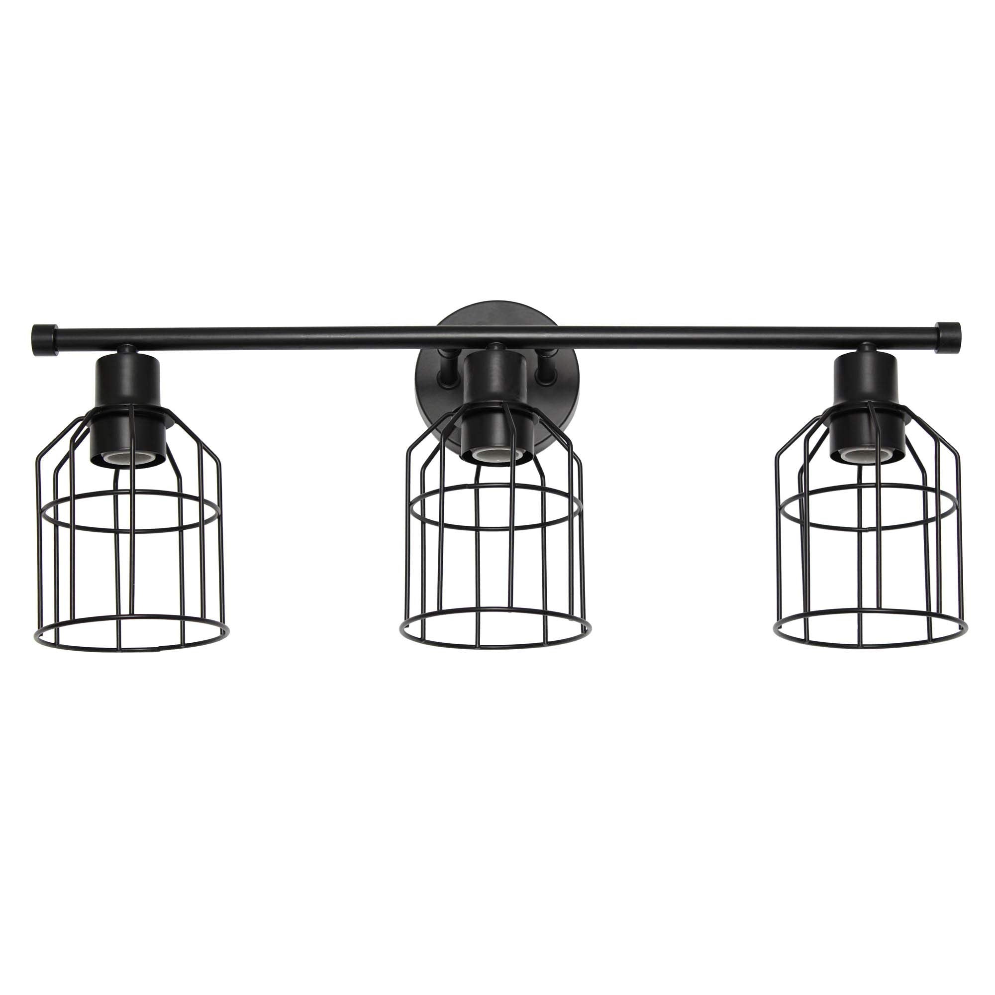 Lalia Home Industrial Bathroom Vanity Light, Matte Black Wire Cage Shade, Metal