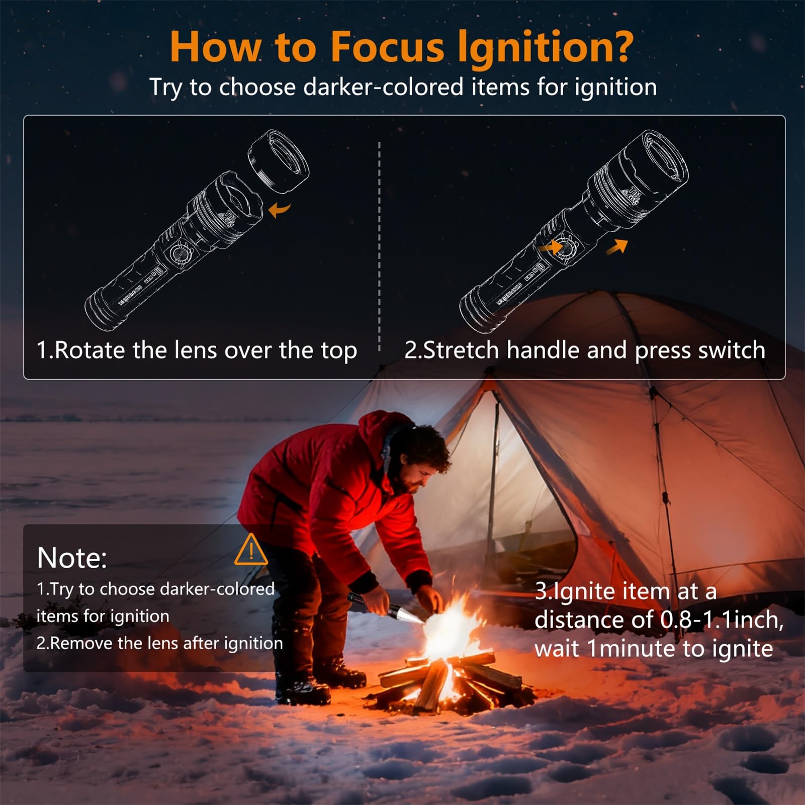 SKYFIRE Rechargeable Flashlight 3000lm LED Super Bright Tactical Waterproof Black