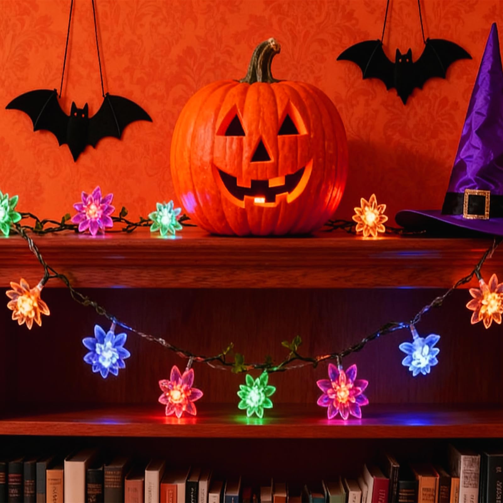 Decorative Flower String Lights  9.8 Ft 30 Led Battery & Usb Plug In Powered Novelty Fairy Floral Lamps For Bedroom Window Garden Wedding Party Christmas Easter Tree Hanging Decor (Multicolor)