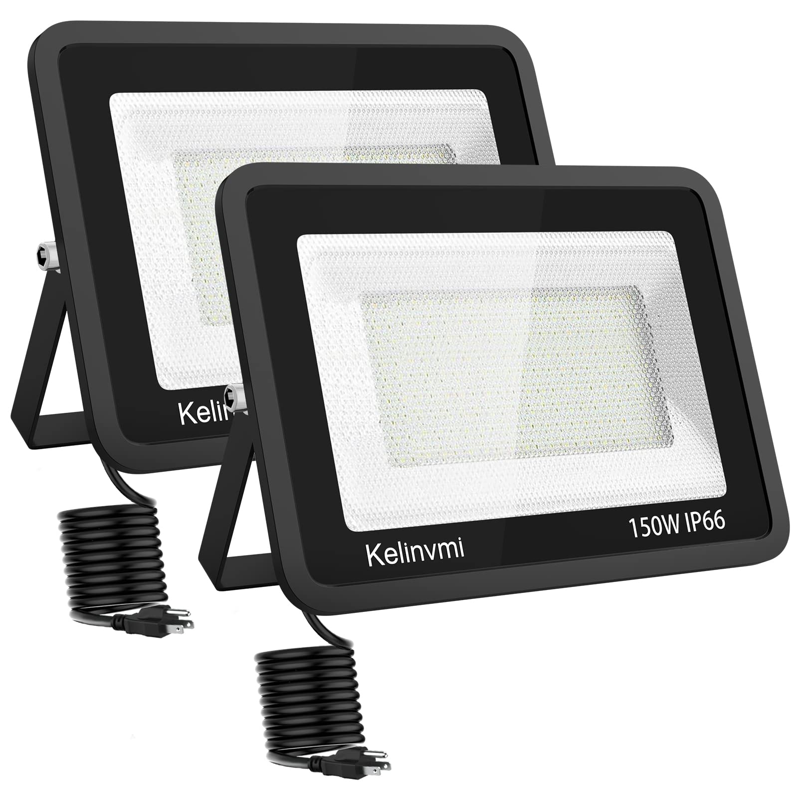 kelinvmi 150W LED Flood Light Outdoor, 900W Equivalent, 6500K, 2-Pack, Aluminum, White