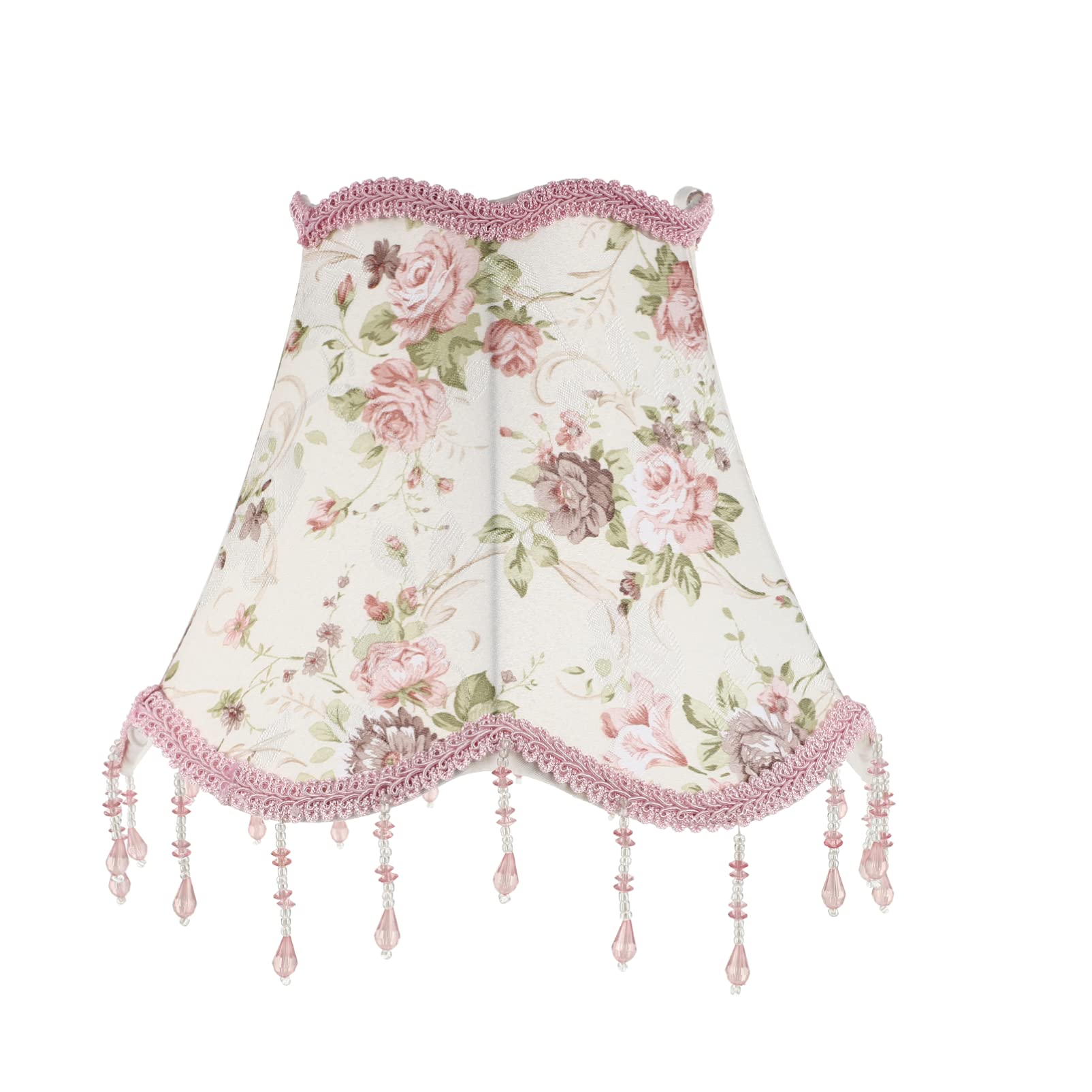 LALAFINA European Style Lampshade Victorian Lamp Shade E27 Base Floral Retro Fringe Beads Lamp Cover for Floor Lamp Wall Lamp Ta