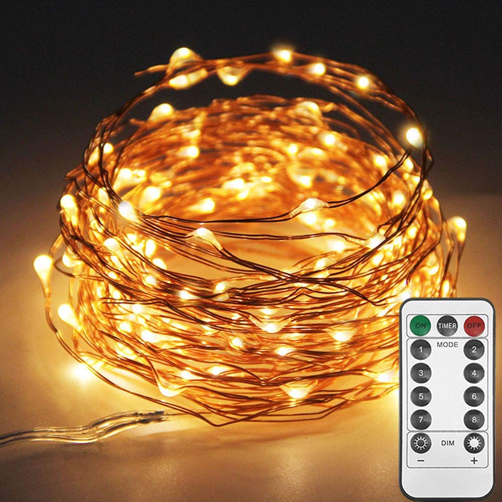 Twinkle Star 200 LED 66 FT Copper String Lights Fairy String Lights 8 Modes LED String Lights USB Powered with Remote Control fo