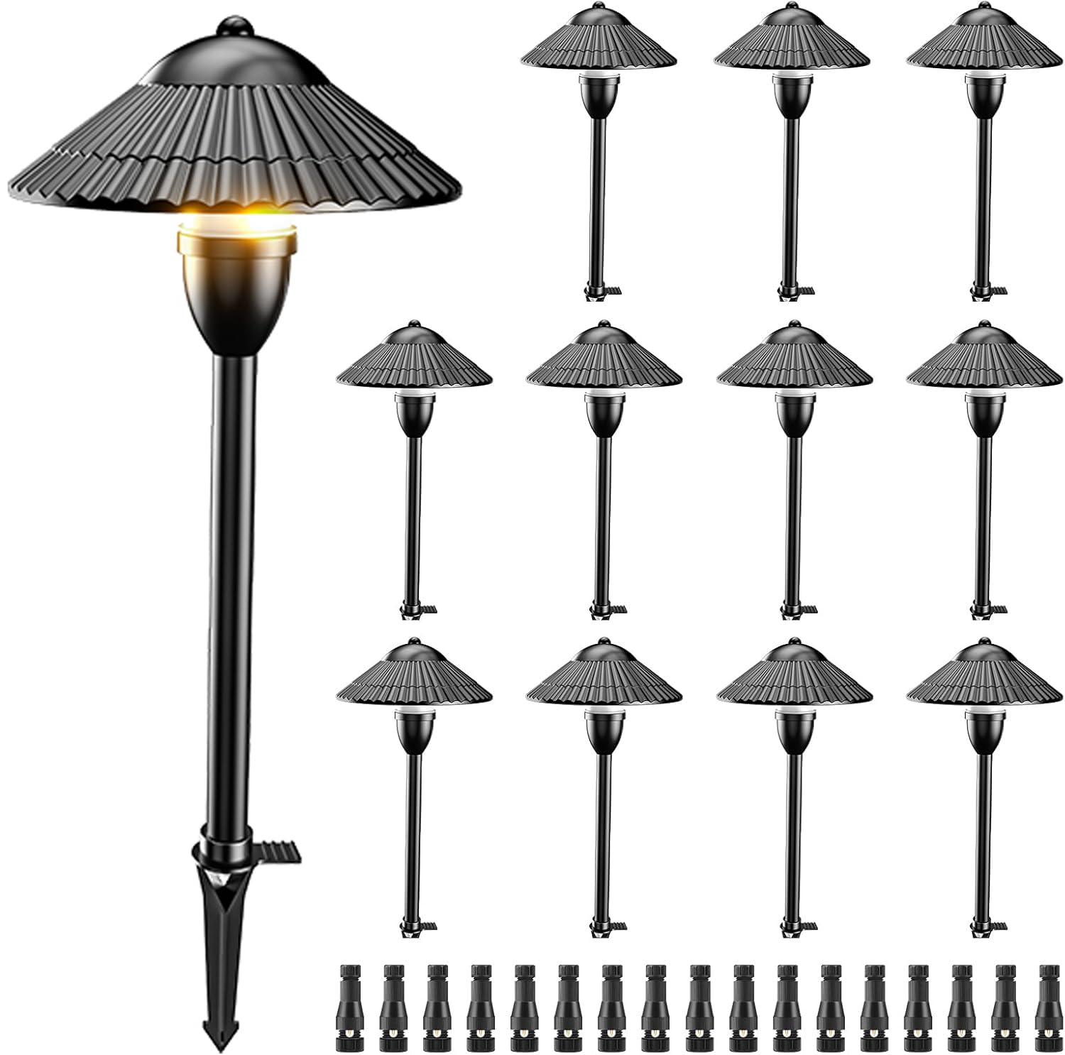 ZUCKEO Low Voltage Landscape Lights, 12V-24V, IP66 Waterproof, 3000K, 5W, Black, 12Pack